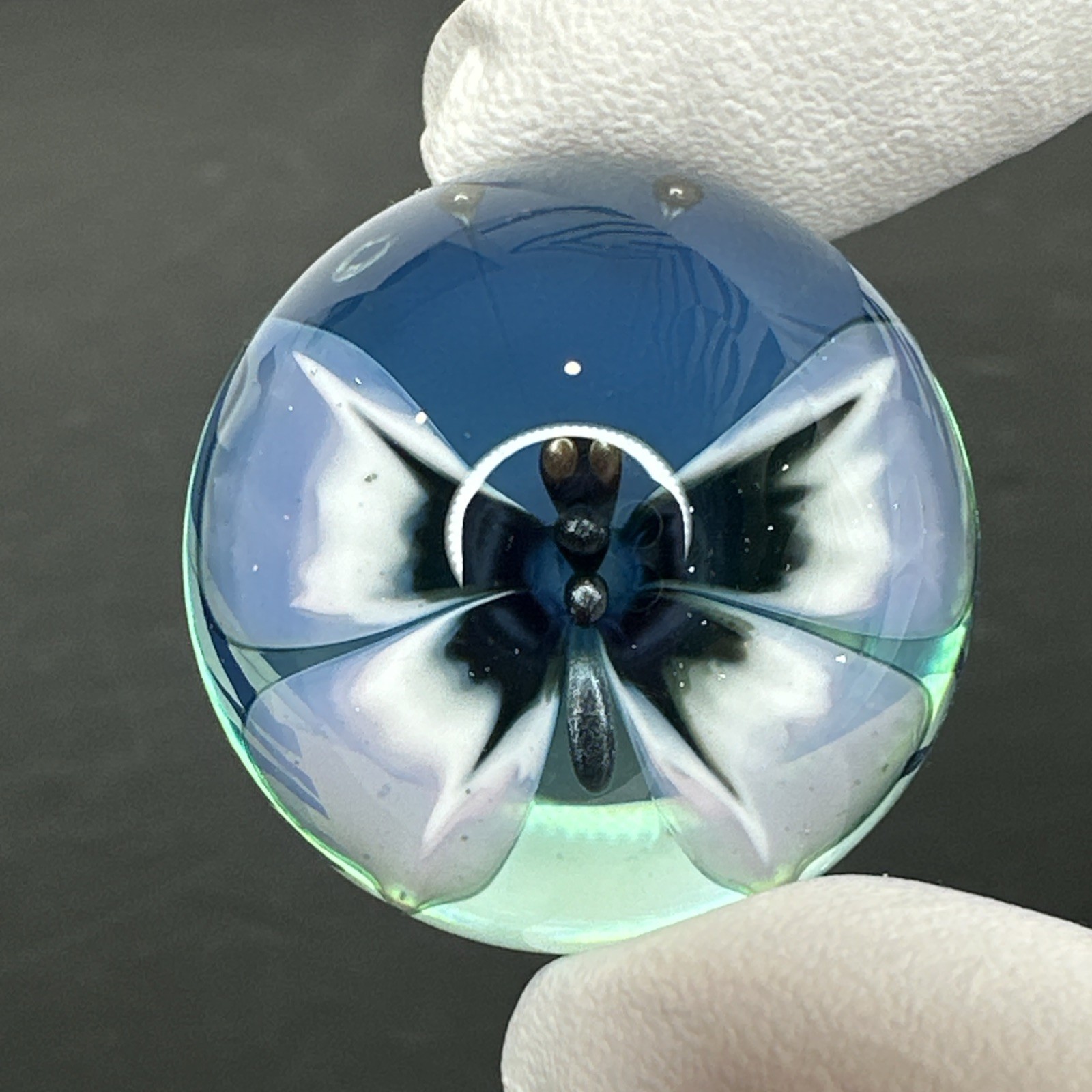 Contemporary Handmade Art Glass Marble 1.10″ Butterfly MIB Borosilicate Gift