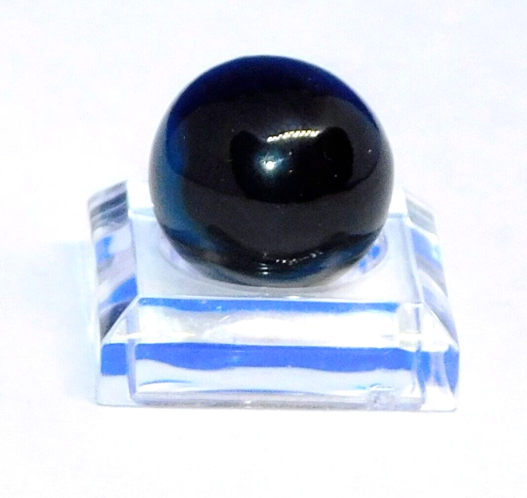 Vintage Marble Black Blue ‘9’ Opaque Swirl Christensen? Pontil NM+ 0.60″ #0-105