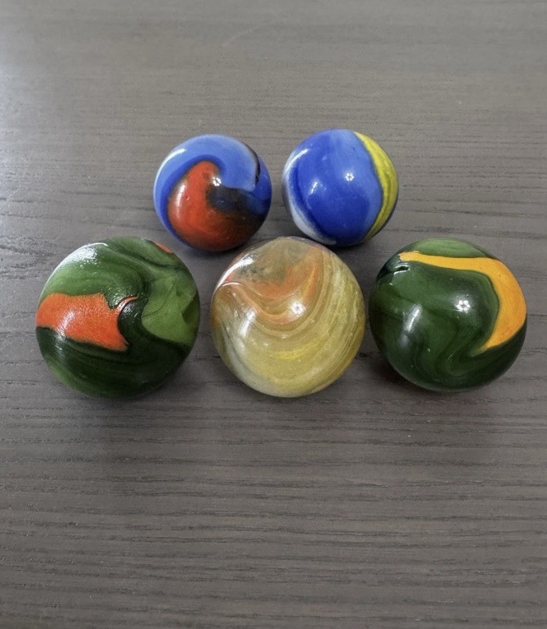Vintage Marble Lot – 42mm Toebreaker Large Shooter – 5 Total Marbles$75obo