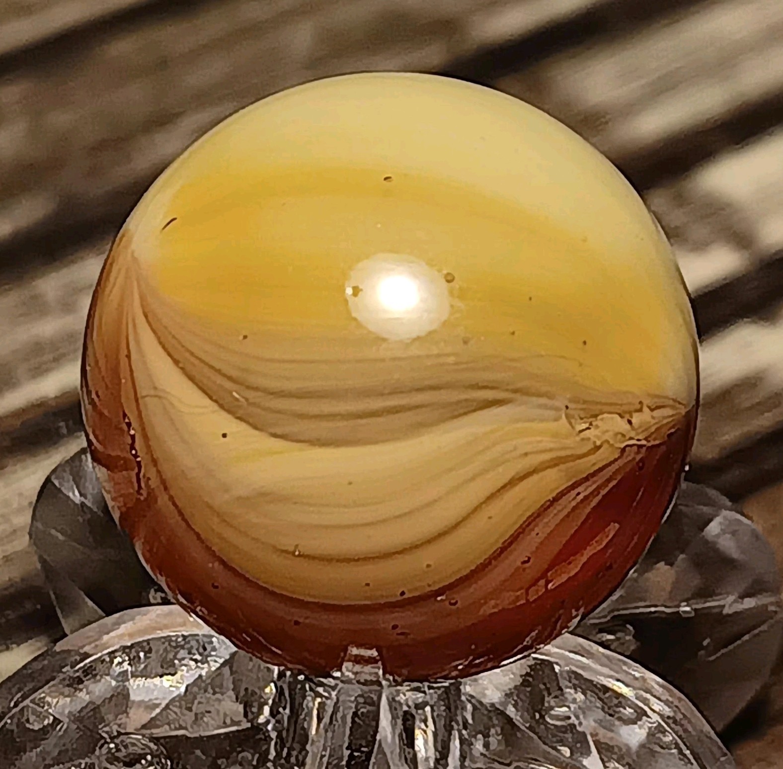 Master Marble / Master Glass Sunburst Marble. .64″ Mint. Nice Color Combo