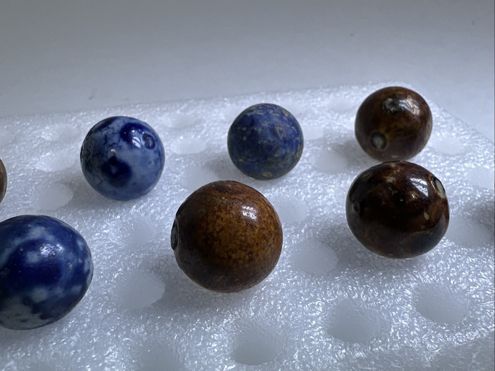 343 Lot Of 10 Vintage Handmade Clay Bennington Marbles! .713-.783”