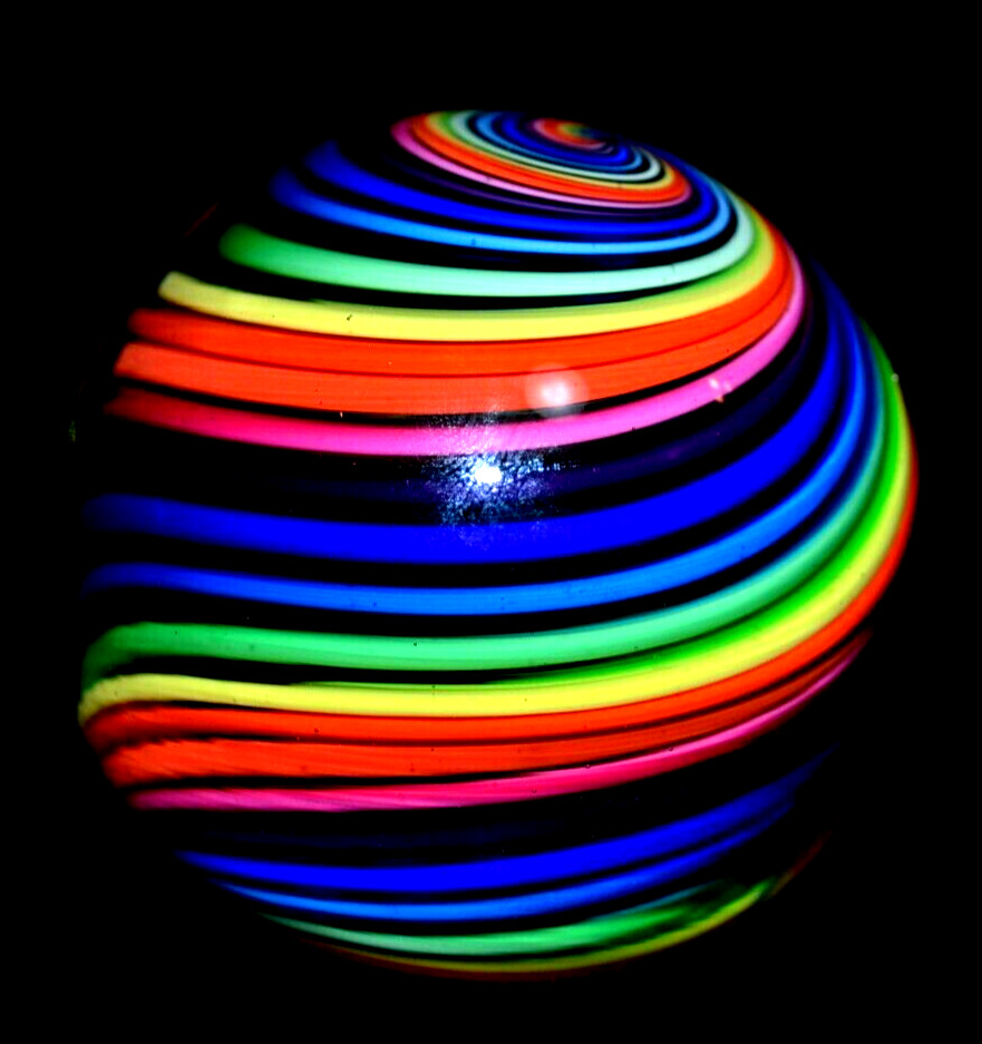 EDDIE SEESE GLASS MARBLE/2.105″-RAINBOW FLIPSTER SWIRL b-PURPLE,ROYAL,TURQ,LIME+