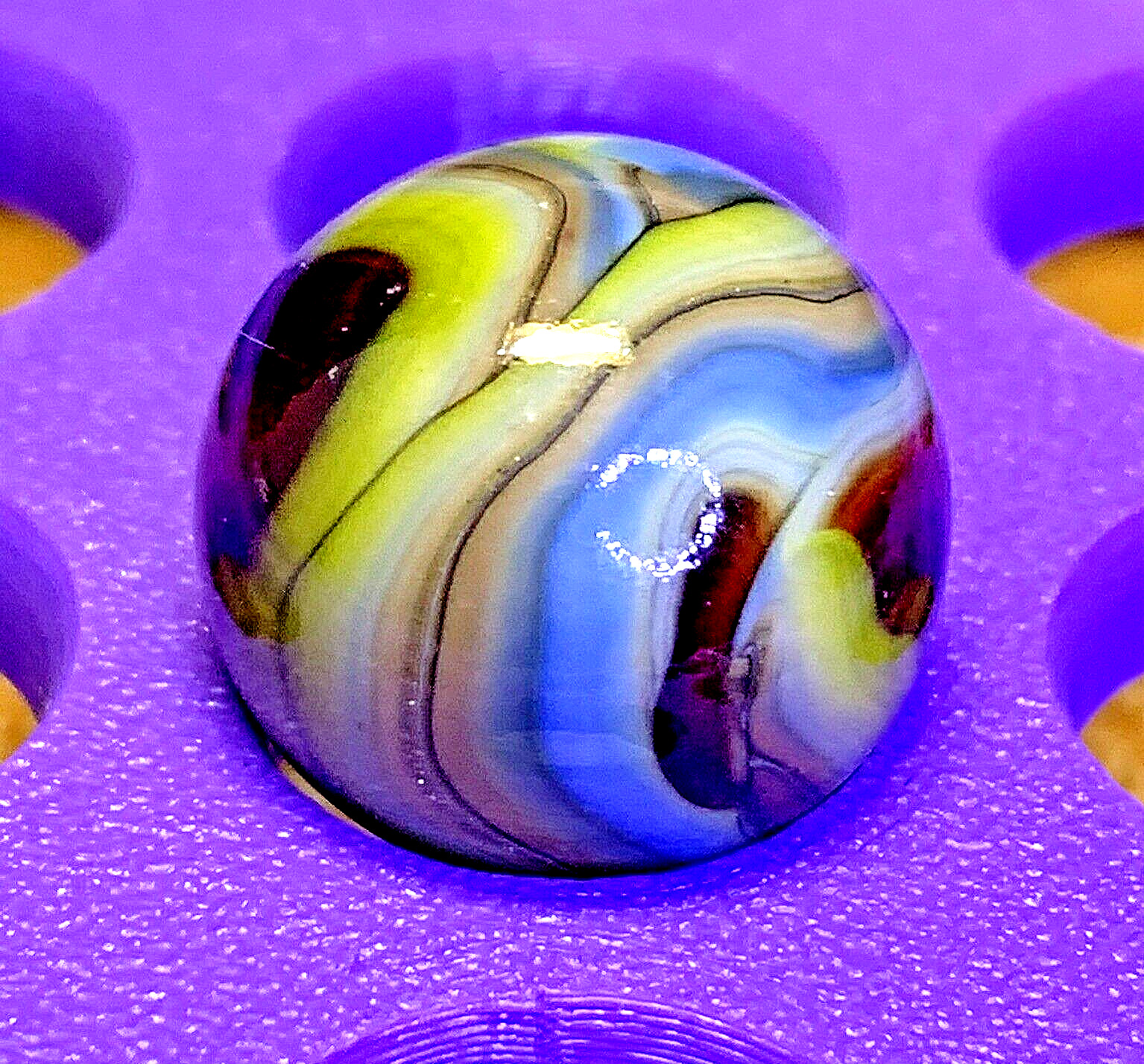 DAS/JABO/WV CANDY APPLE FLAME ! BEAUTIFUL COLORED SWIRLS SHOOTER .70″ 9B/36