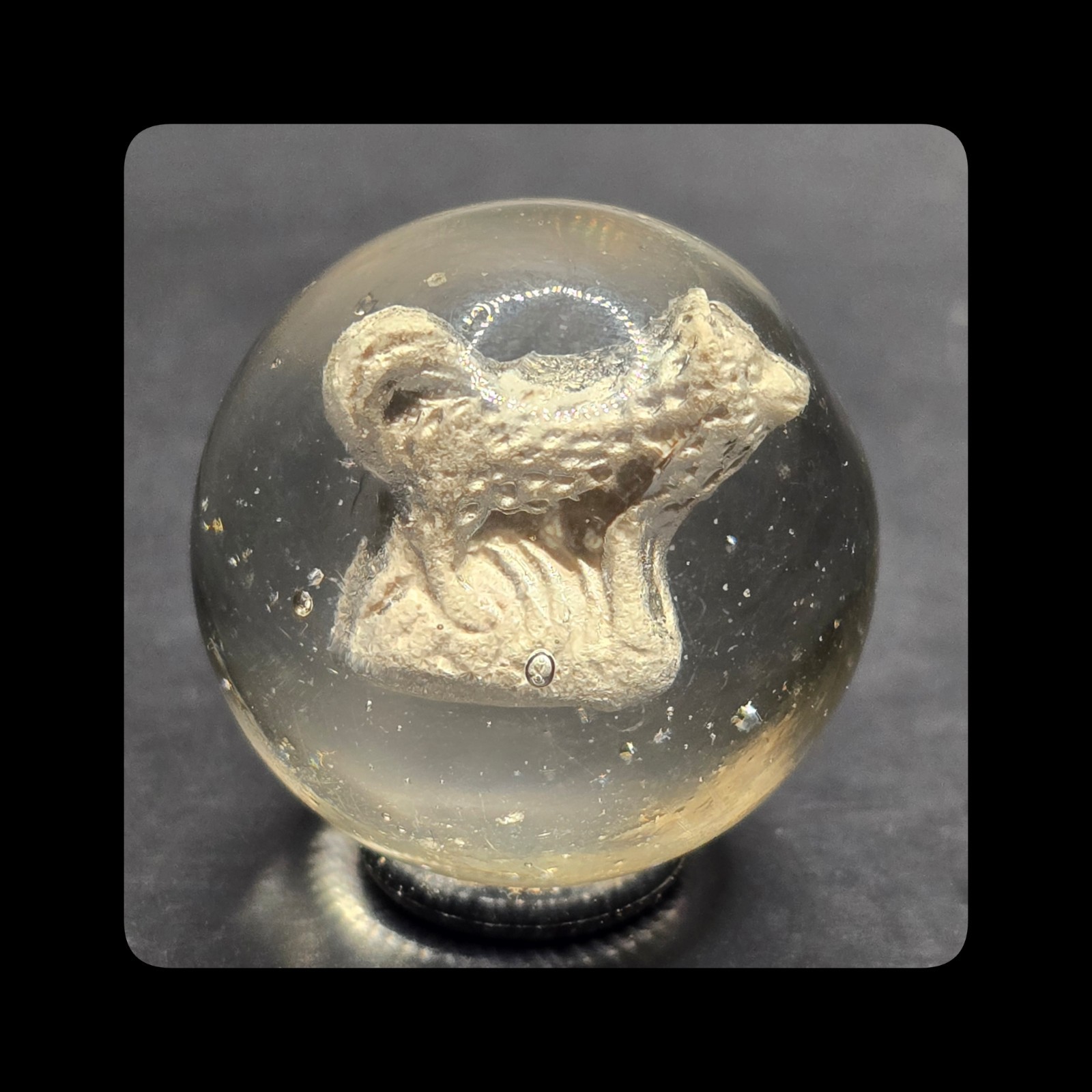 ~Mic’sMibs~ 1.12″ Faceted Detailed Chow Dog Sulphide MINT 9.5