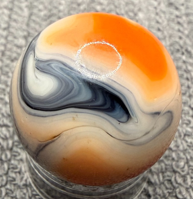JABO / DAS .71″ Mint MARLEY RUN Orange Blue White Swirl Marble (276)