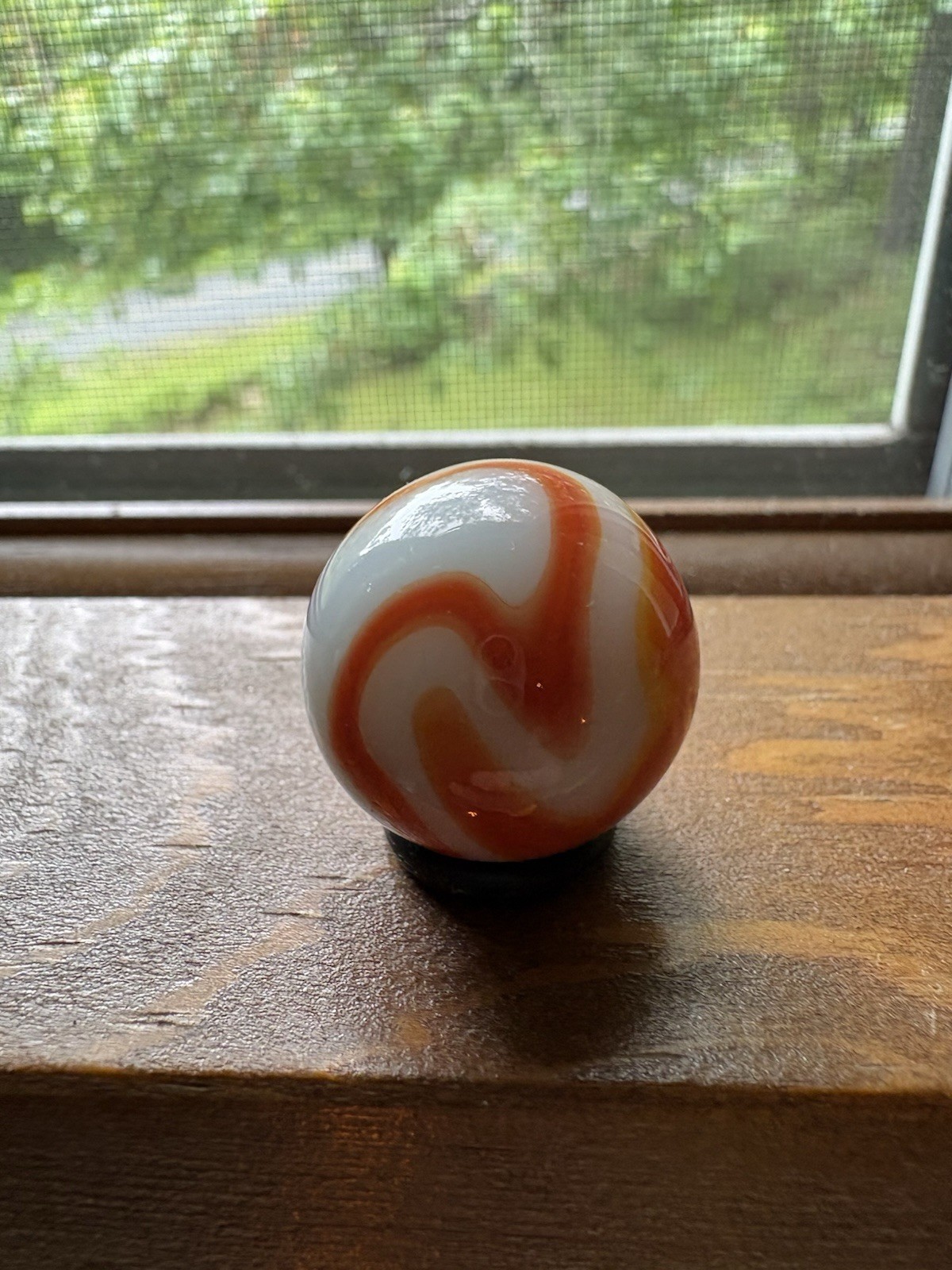 Vintage Marble Lot Swirl Shooter Ribbon Core Red White Orange Glass Marbles 3