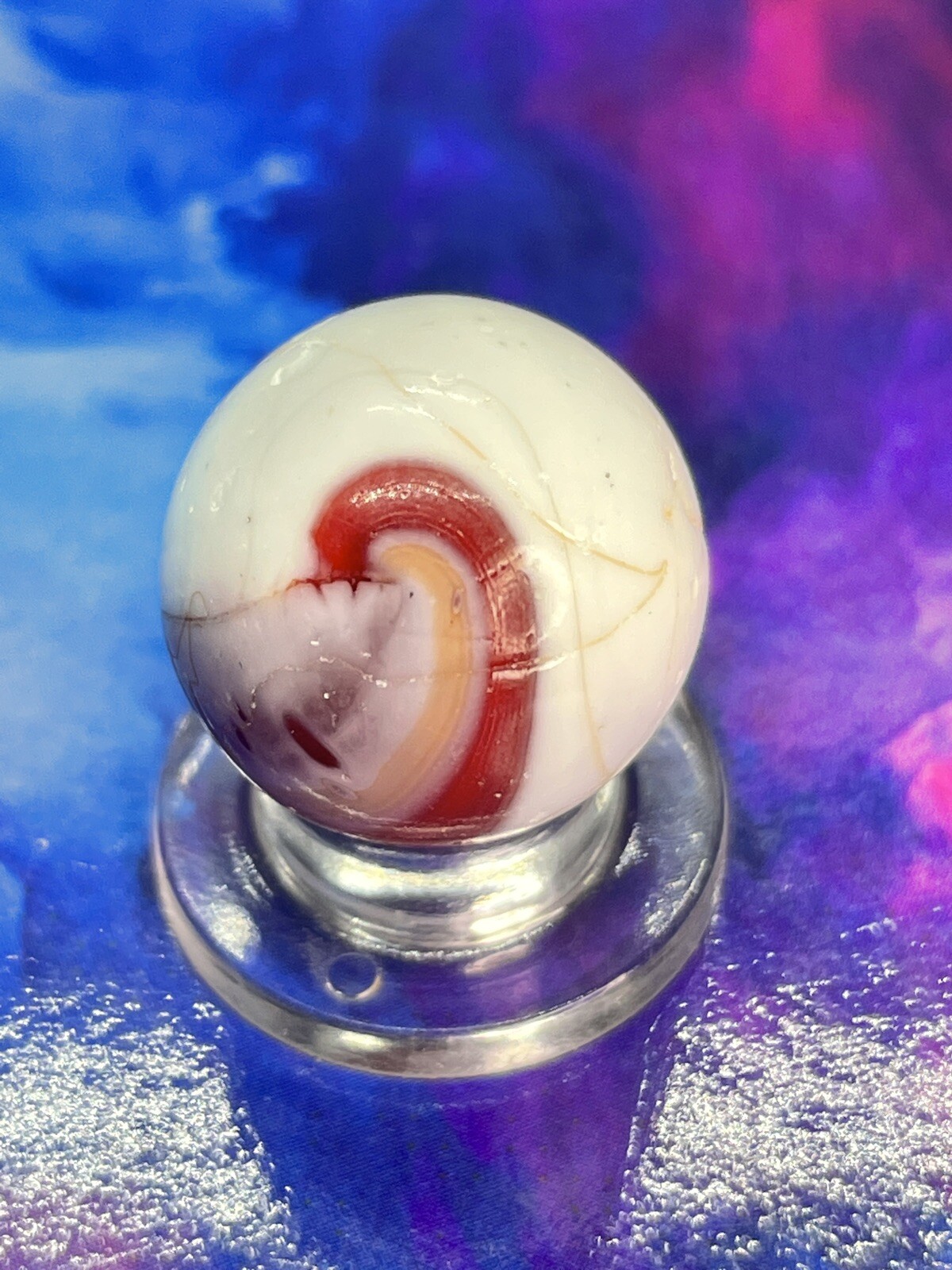 Christensen Marble HTF Christensen Red Opaque Swirl Marble Vintage Marbles 0.669