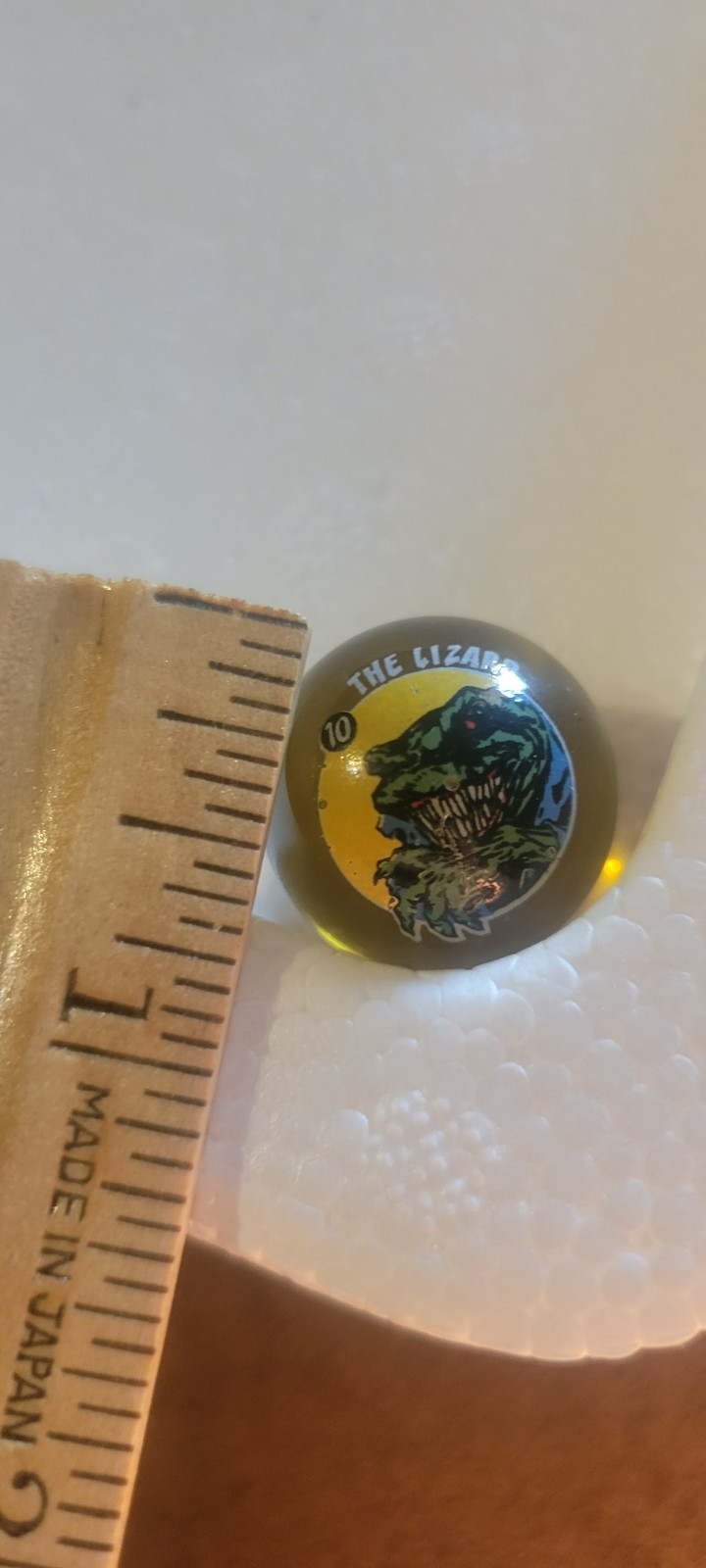 Vintage Marvel The Lizard #10 Translucent Yellow Glass Marble Collectible