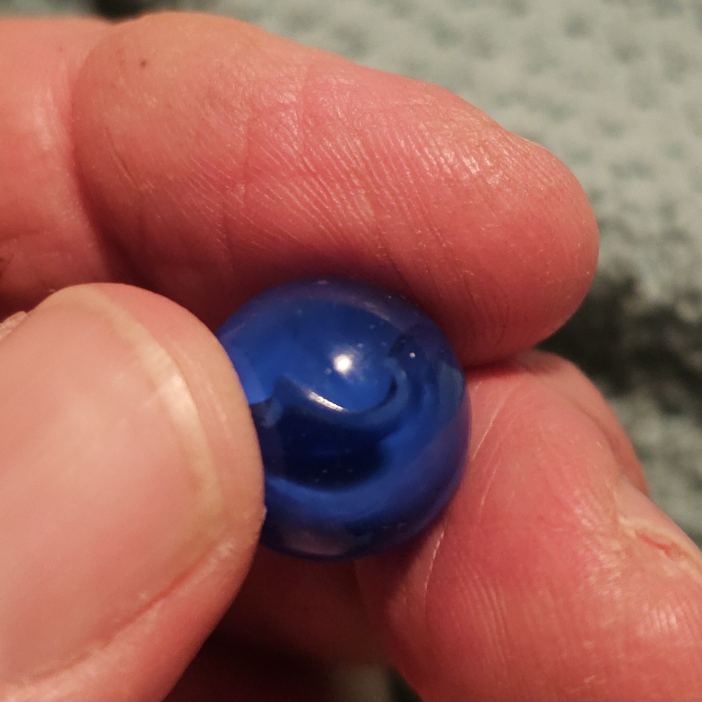 Vintage C E Bogard Blue Floppy 4 Lobe Cats Eye Uranium Glow .625 Glass Marble