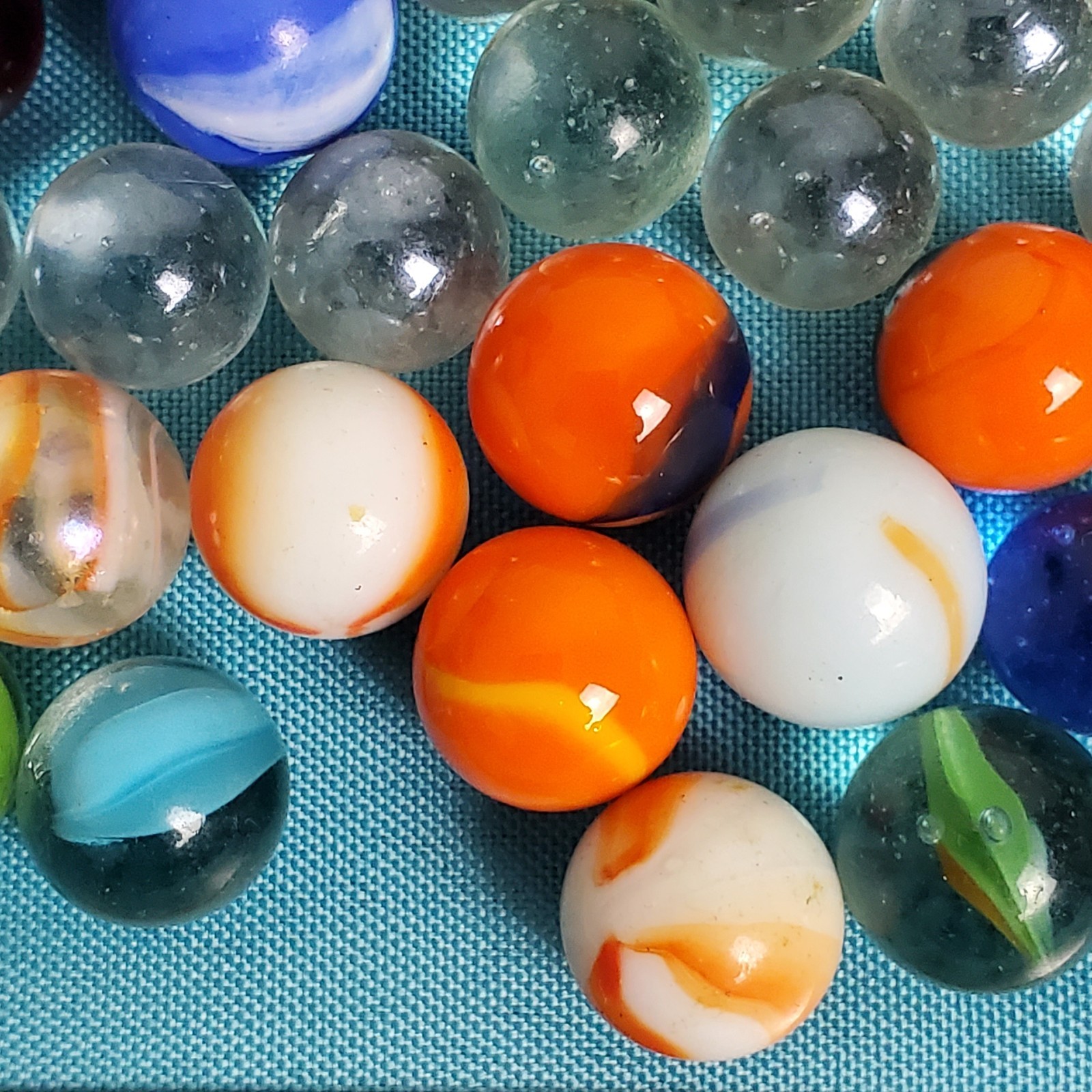 Vintage Estate Lot Of Old Collectible Glass marbles 50 Pcs.