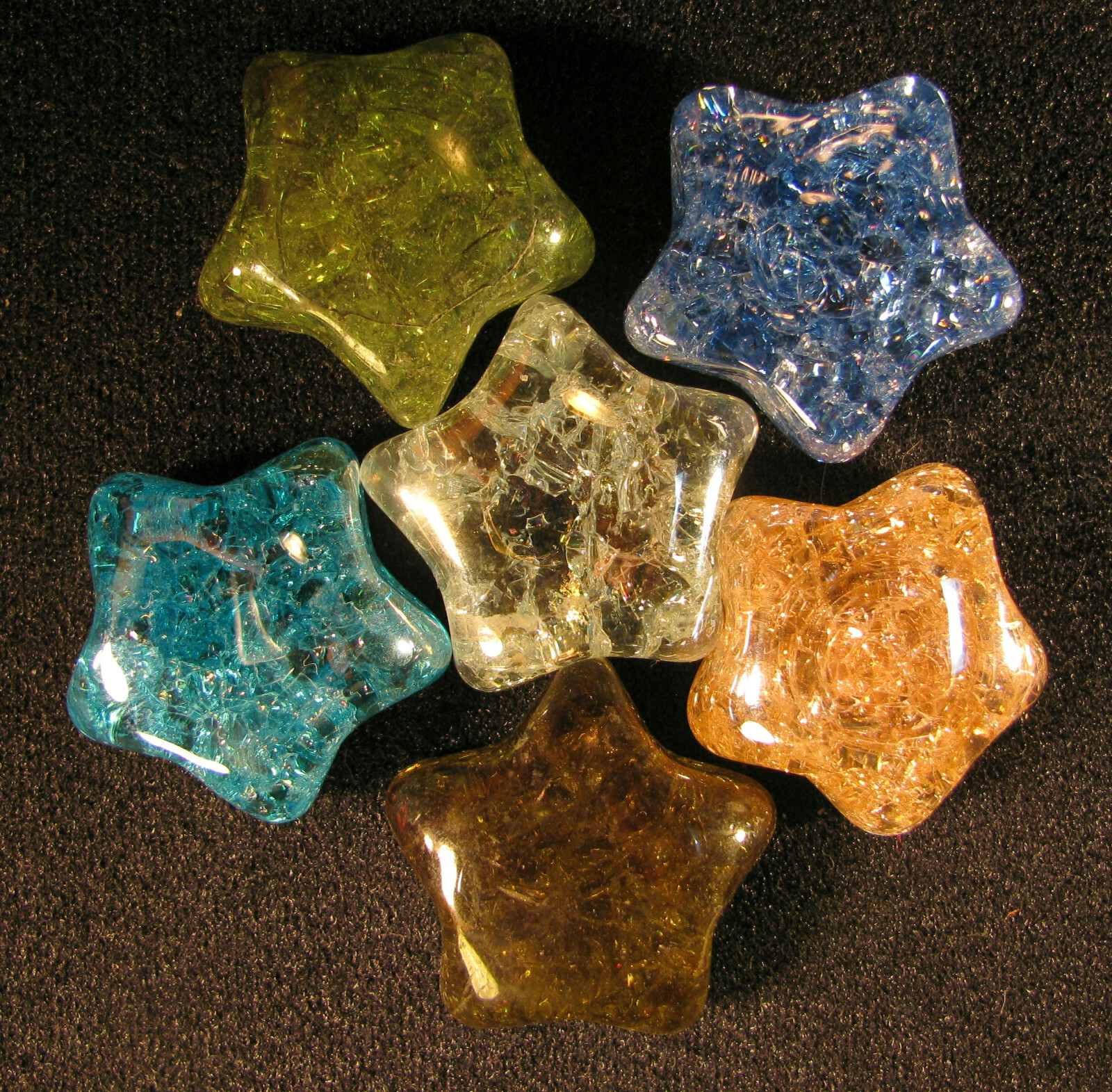 Big Colorful Crackle Glass Shooting Stars Pendant Mix 4 X 32mm 1.25″ New Marbles