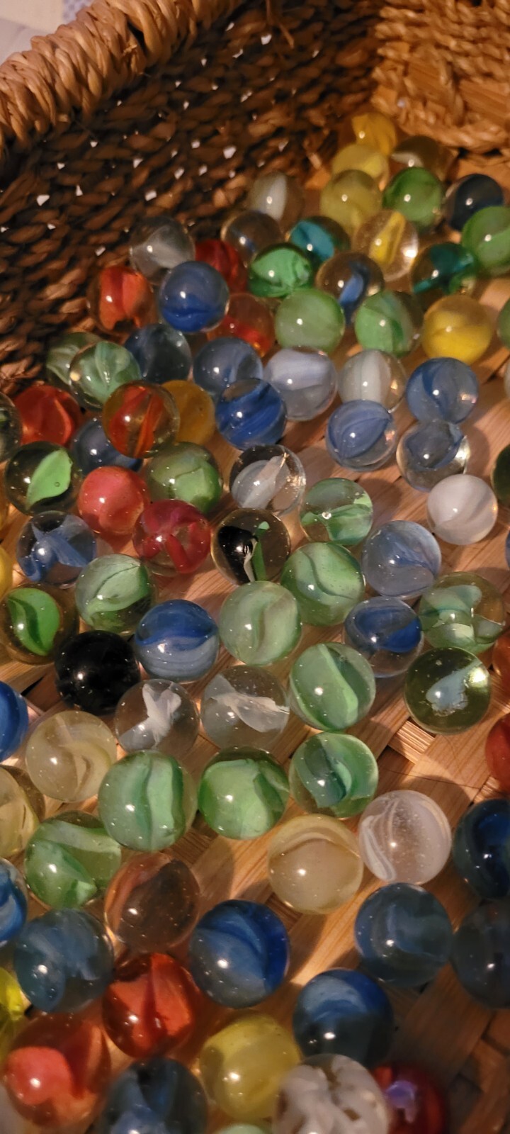 Large Lot of Vintage Marbles Clear with Colorful Insides Light Dark Decorative