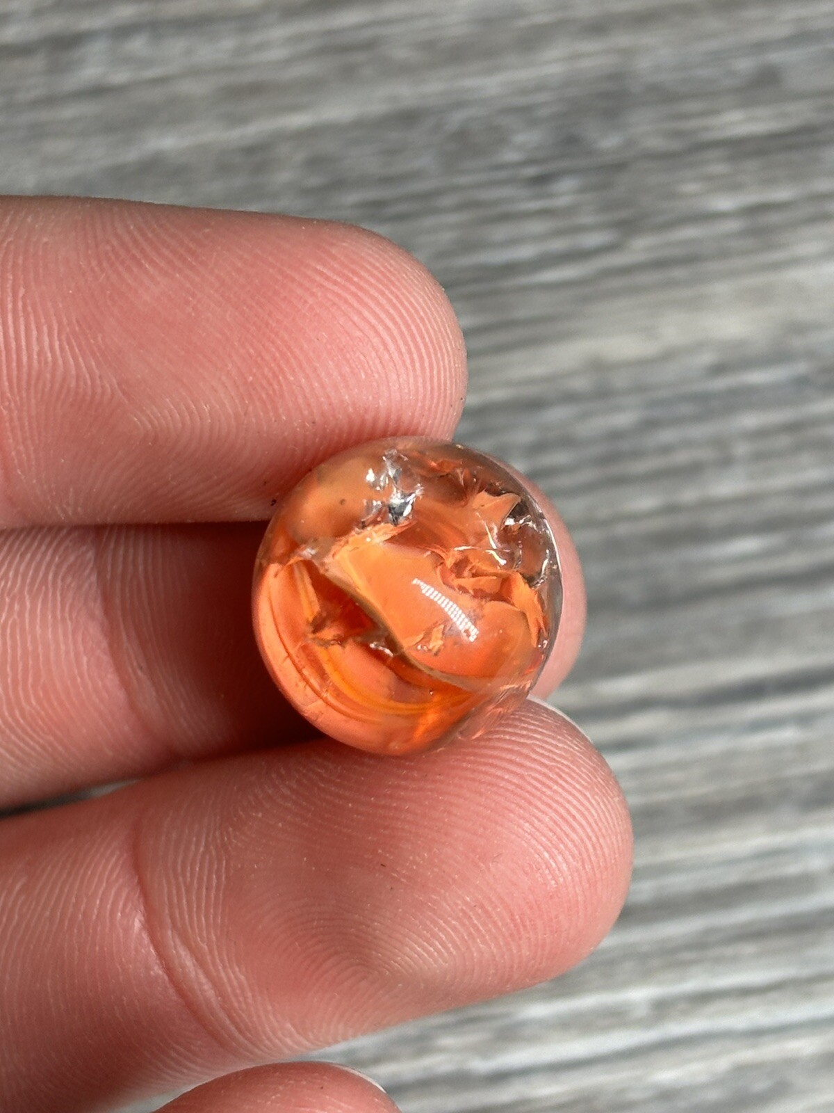 Vintage Akro Agate Peltier Christensen Glass Swirl Marble 0.6” Orange