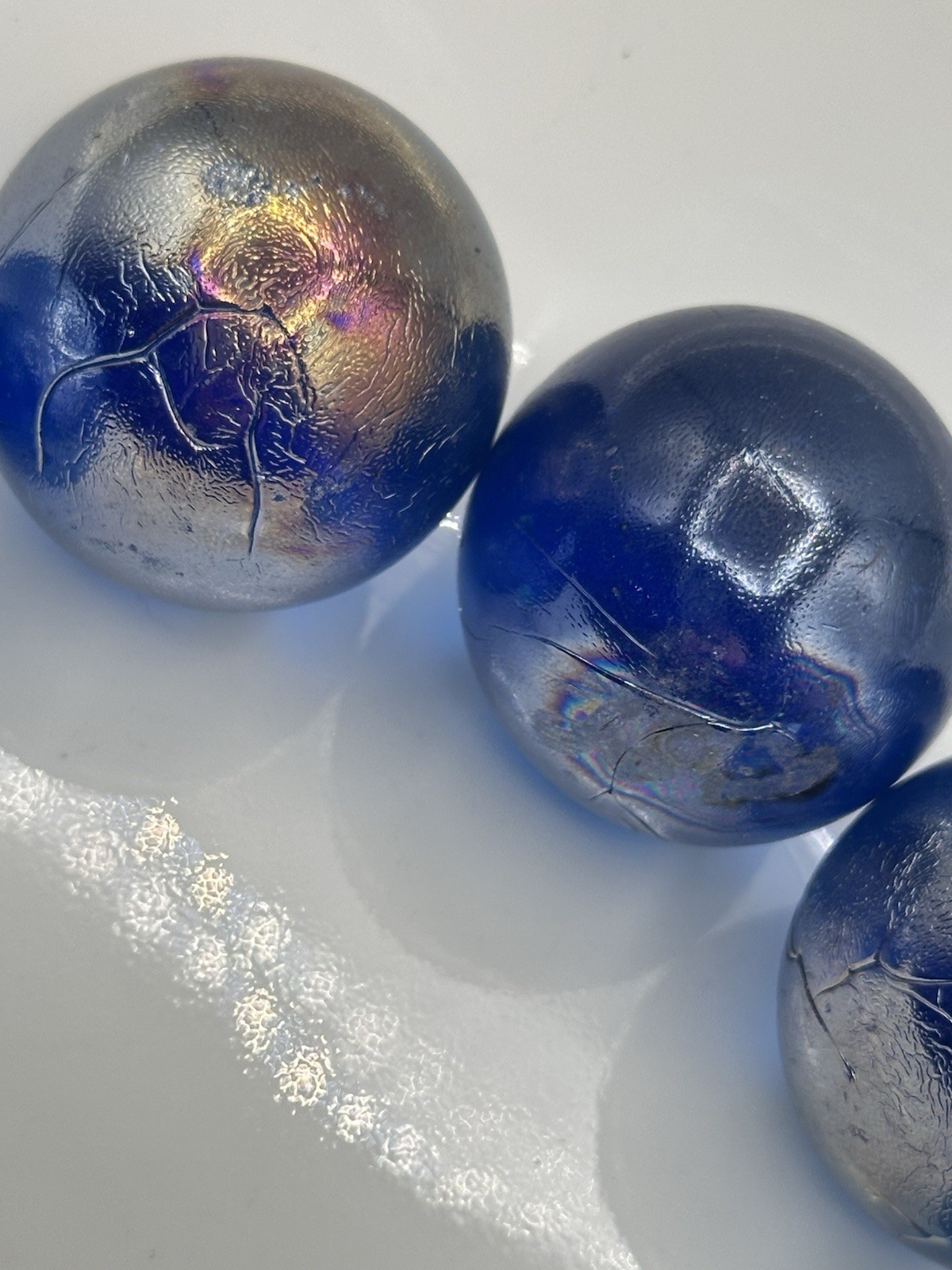 Cobalt Blue Iridescent Marble Lot 7 Medium 5 Large And 19 Small Confetti