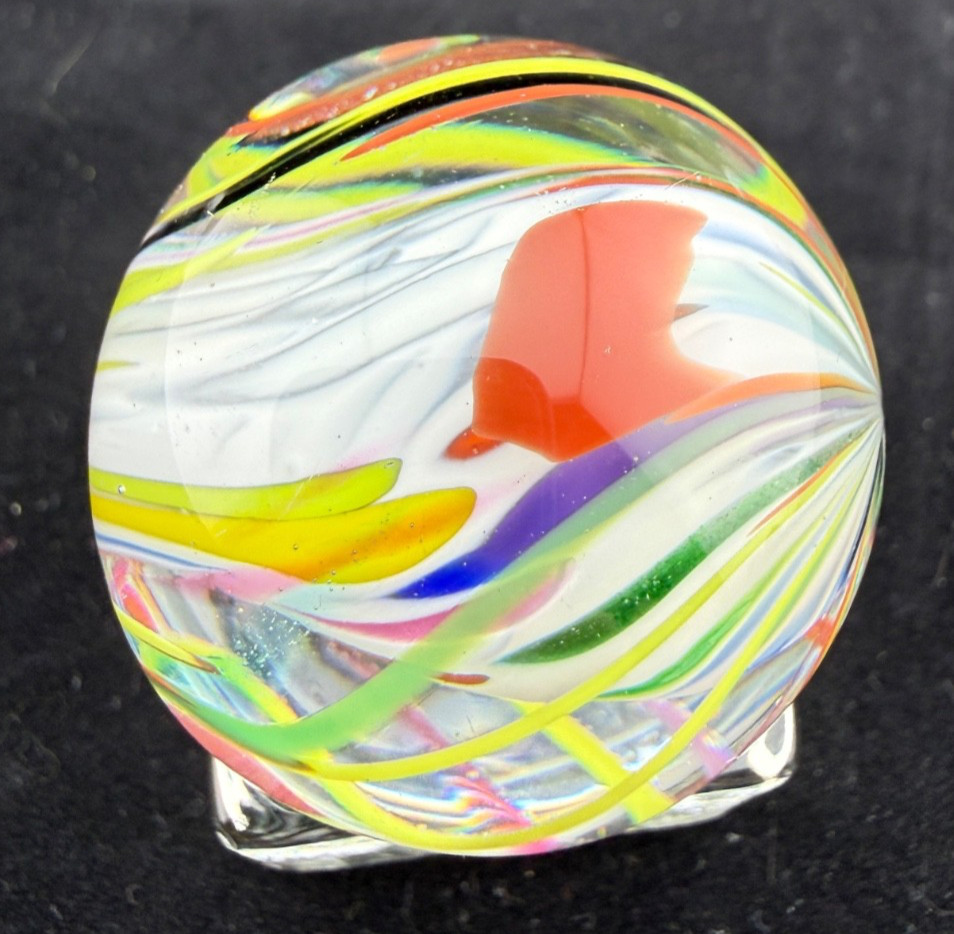 Steve Davis signed 04 1.45″ Multi Colored Swirl Marble NM