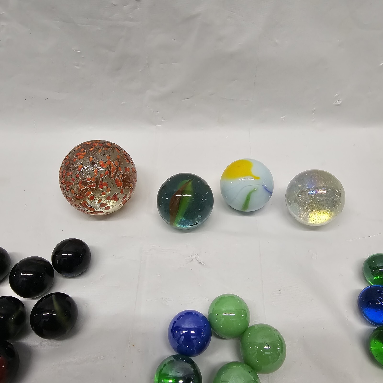 Huge Lot Of Vintage Marbles 165+ Large And Small 18 Mixed Varieties