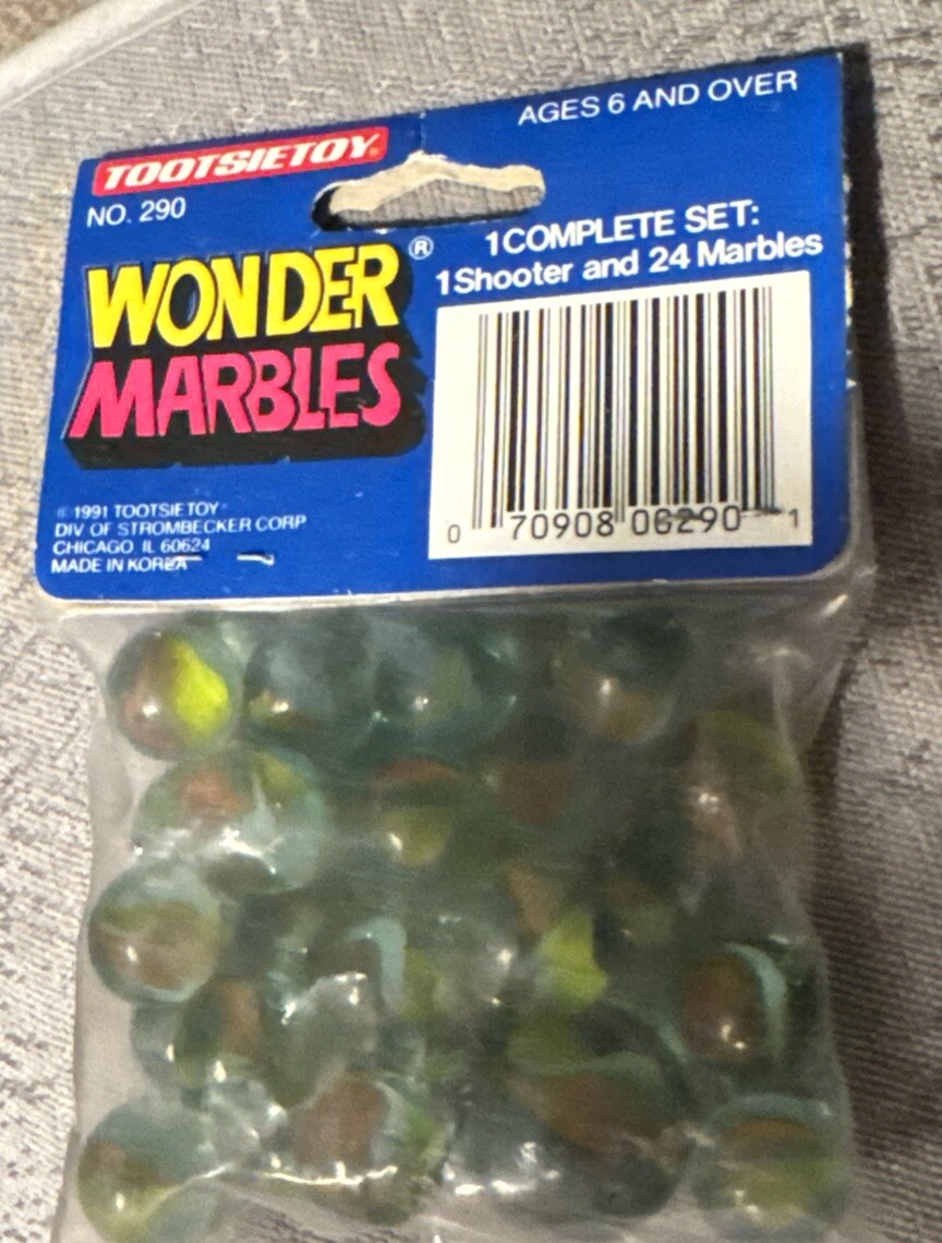 Vintage 1991 Tootsietoy Wonder Marbles Sealed Complete Set 1 Shooter 24 Marbles