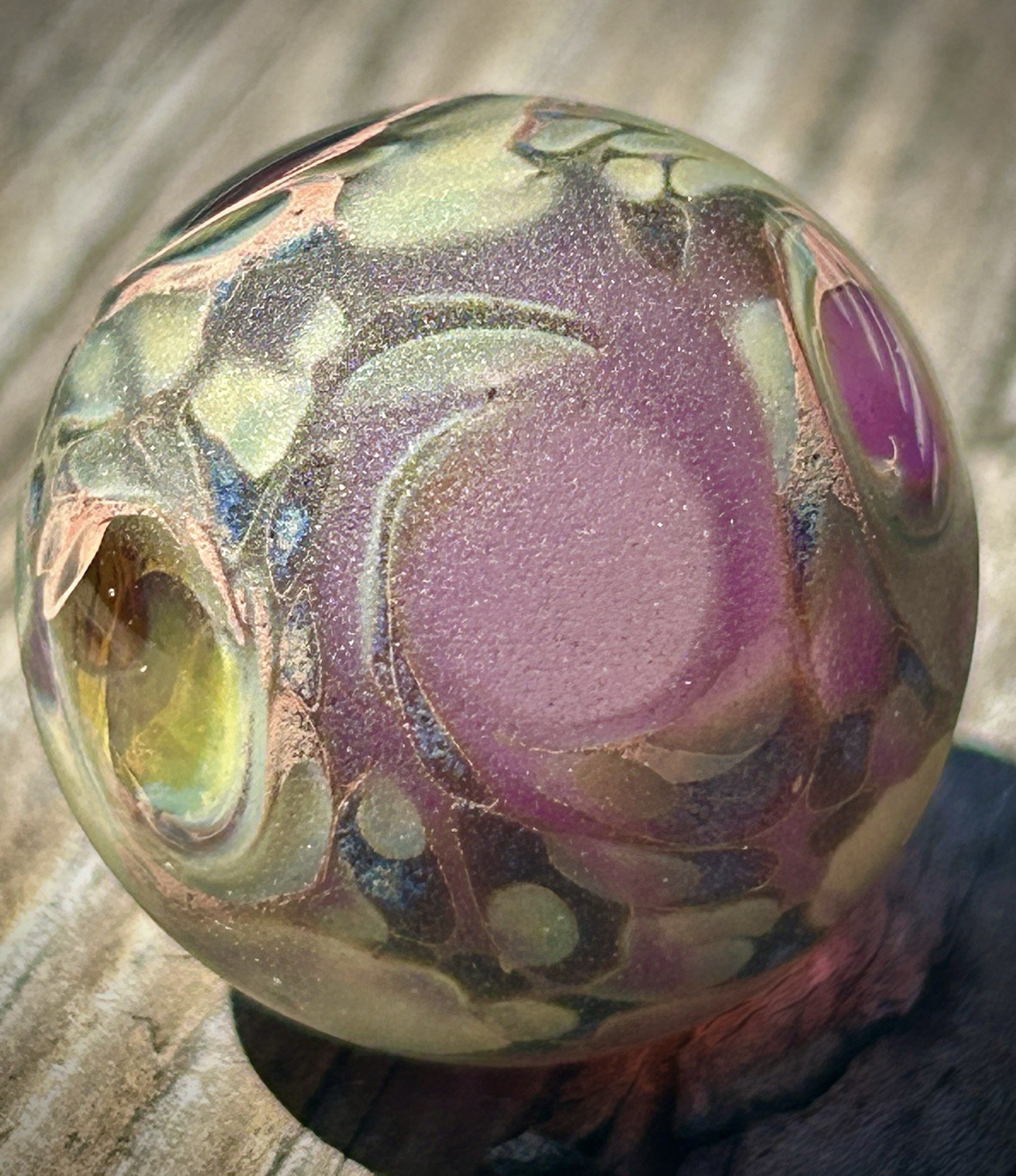 Hand Blown Sand Blasted Frosted Marble Boro Glass Art portal windows planet