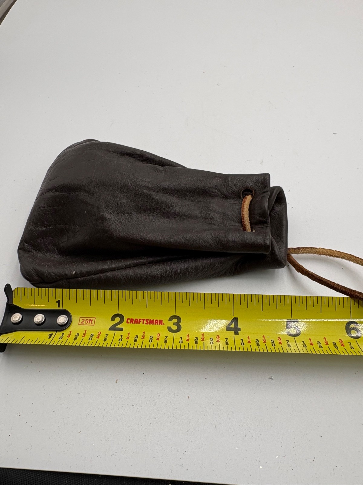 Vintage Leather Drawstring Pouch Filled with Vintage Glass Marbles