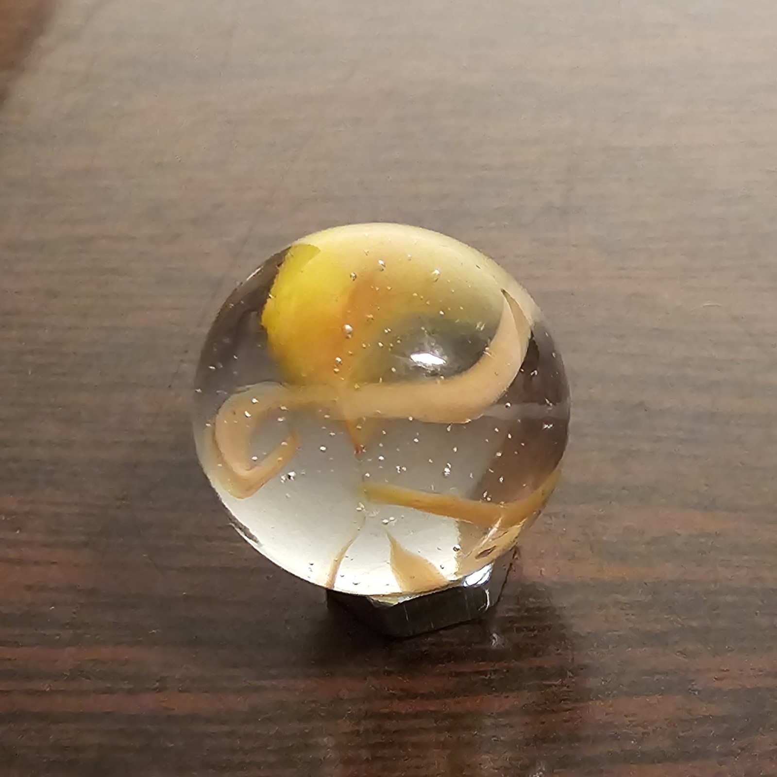 Vintage Vacor Orange Sherbert Spaghetti Ribbon .593″ Glass Marble