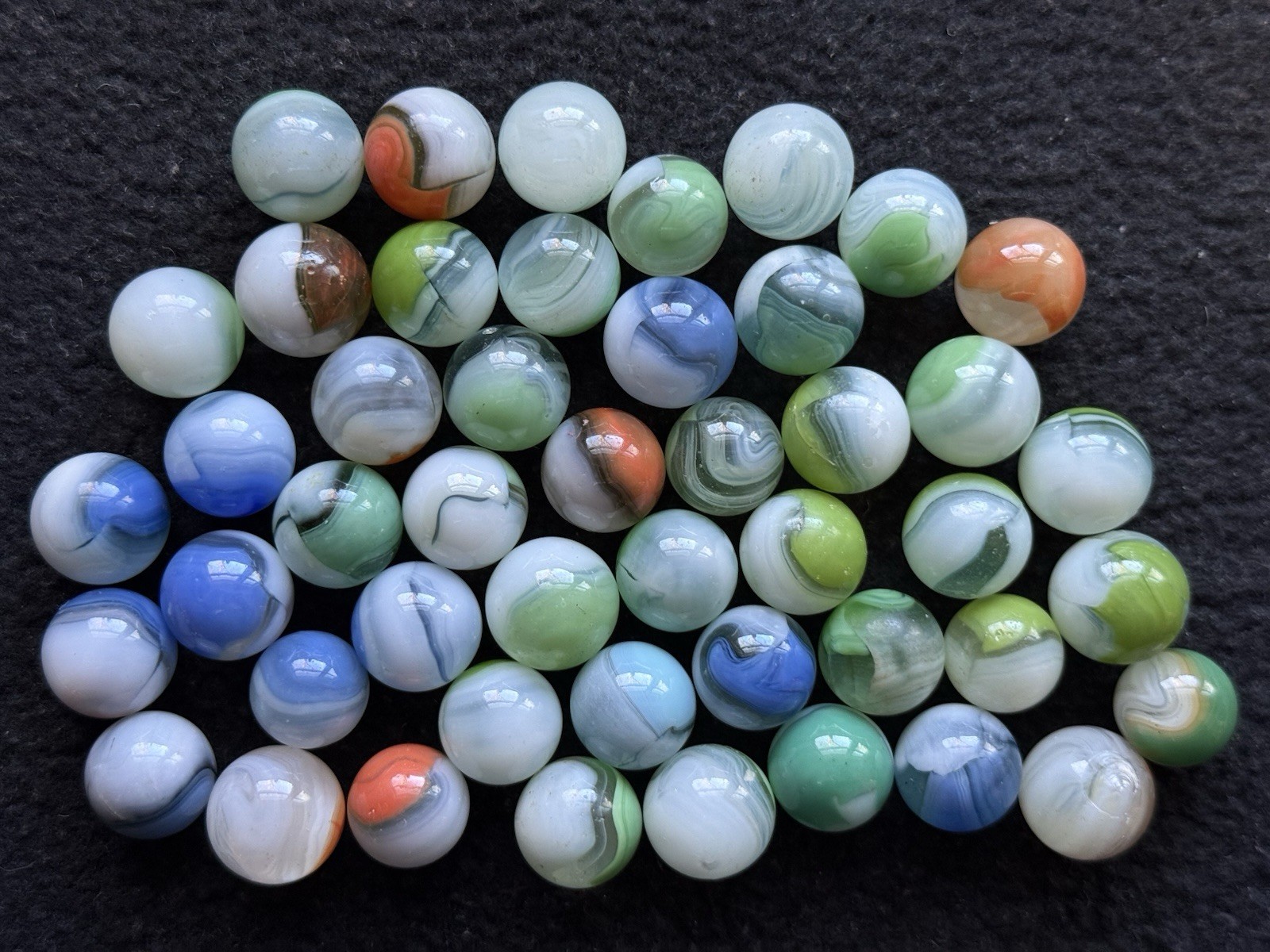 47 Vintage Vitro Conqueror Marbles 9/16-21/32” Near Mint to Mint