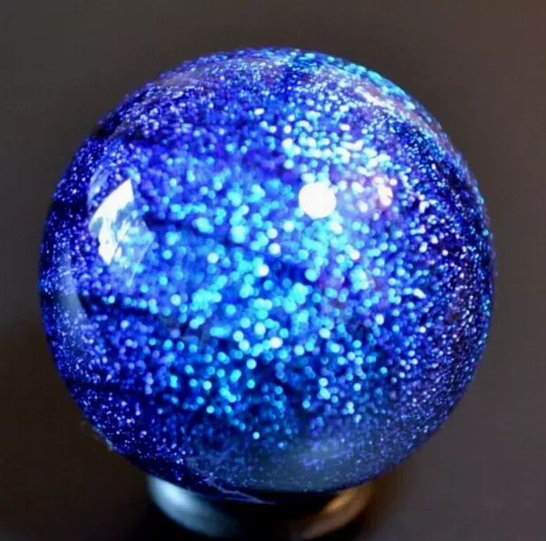 JAMES ALLOWAY GLASS MARBLE/DICHROIC STARDUST IN SAPPHIRE/ROYAL-2 SIZES AVAILABLE