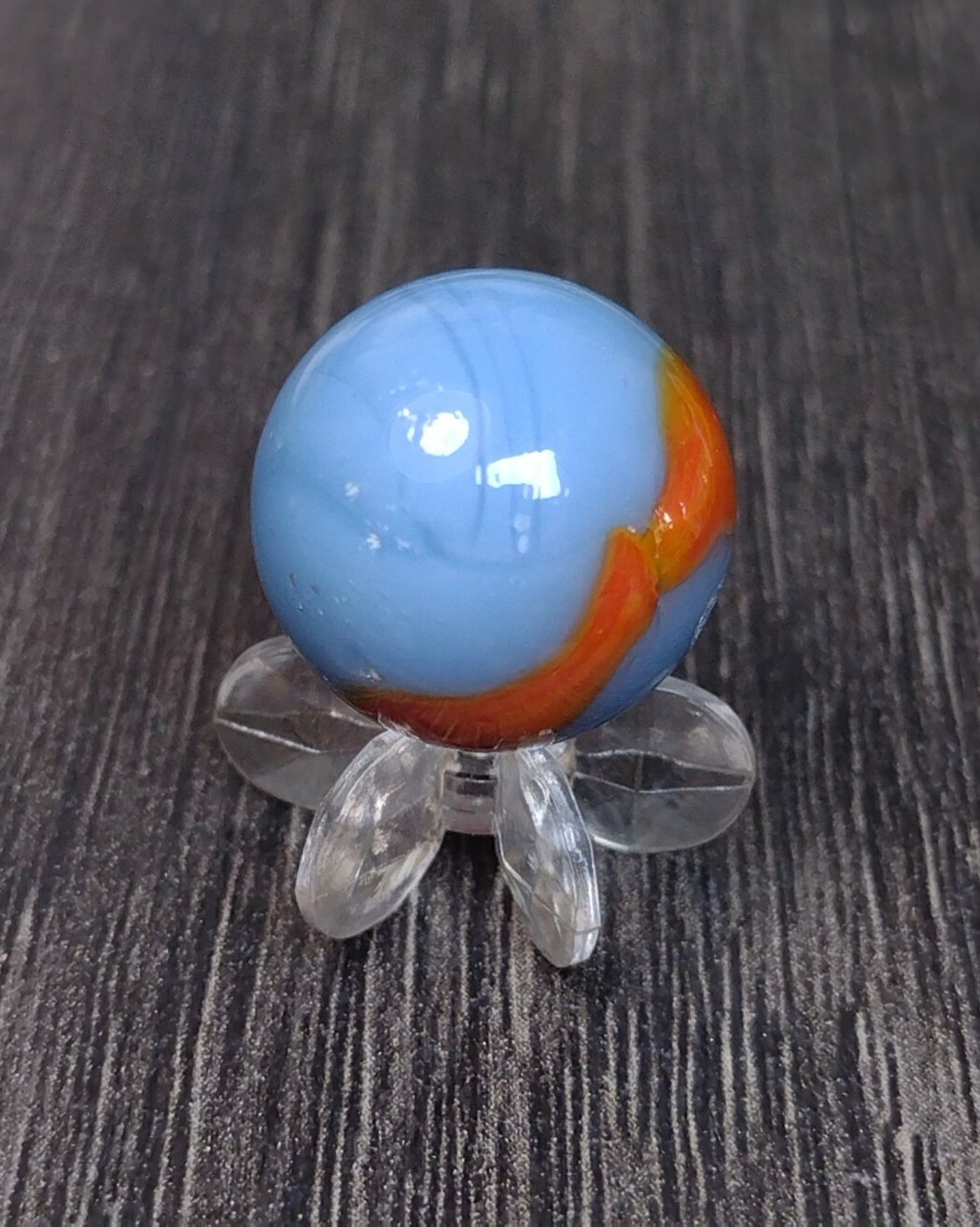 ROBIN BLUE & ORANGE PELTIER RAINBO Ribbon Patch Old Toys VINTAGE Marbles .60″