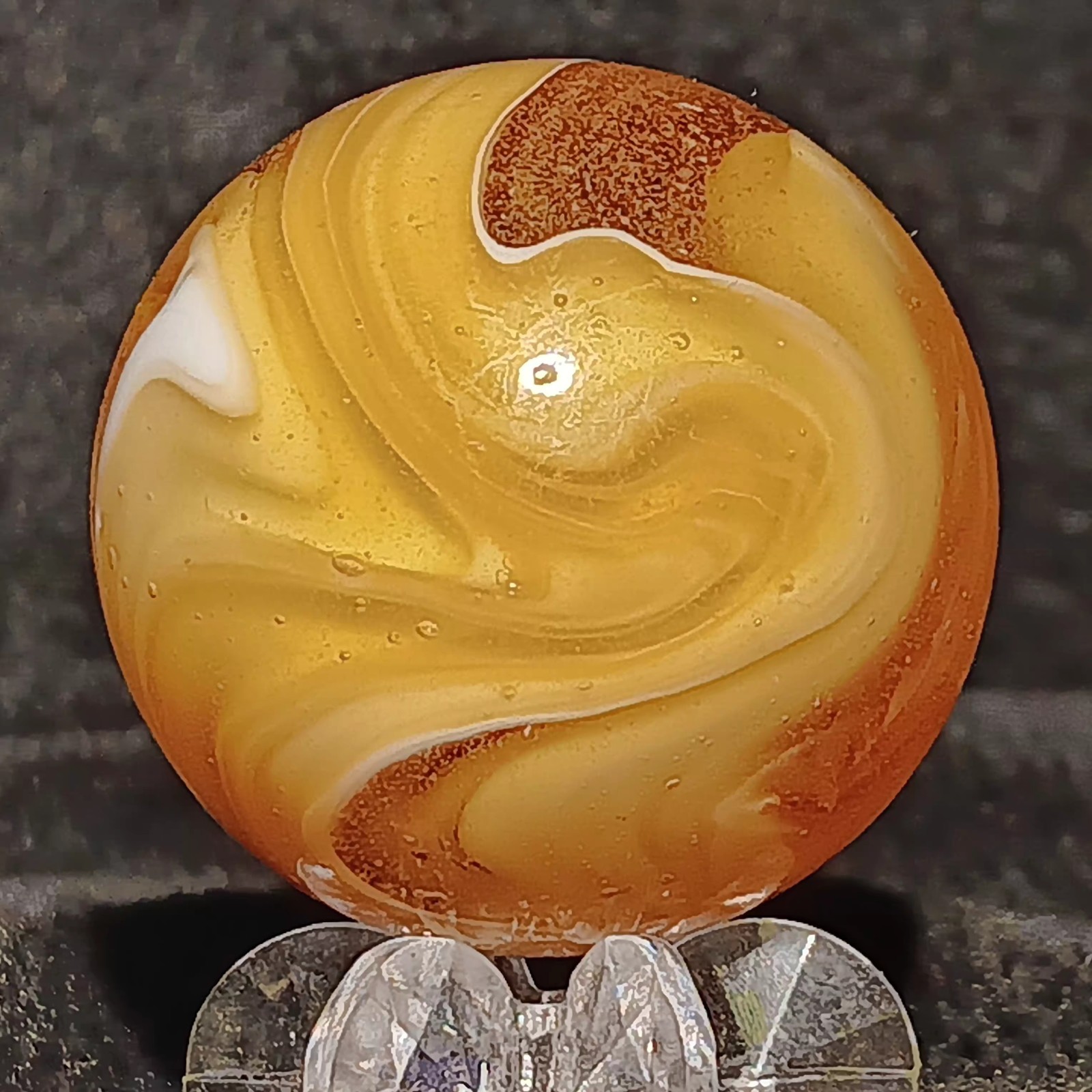 Xtra Large M.F. Christensen Slag Marble. 1.21″ Wet Mint. Htf Transitional. Wow