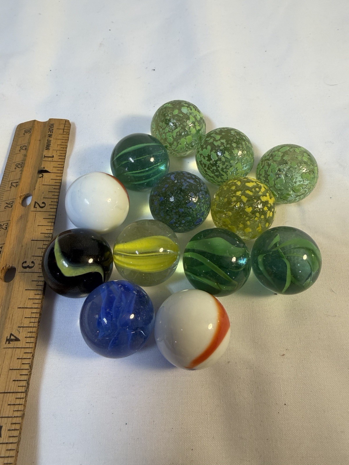 13 Large Shooter Marbles Mixed Lot Glass Swirl Speckled Assorted