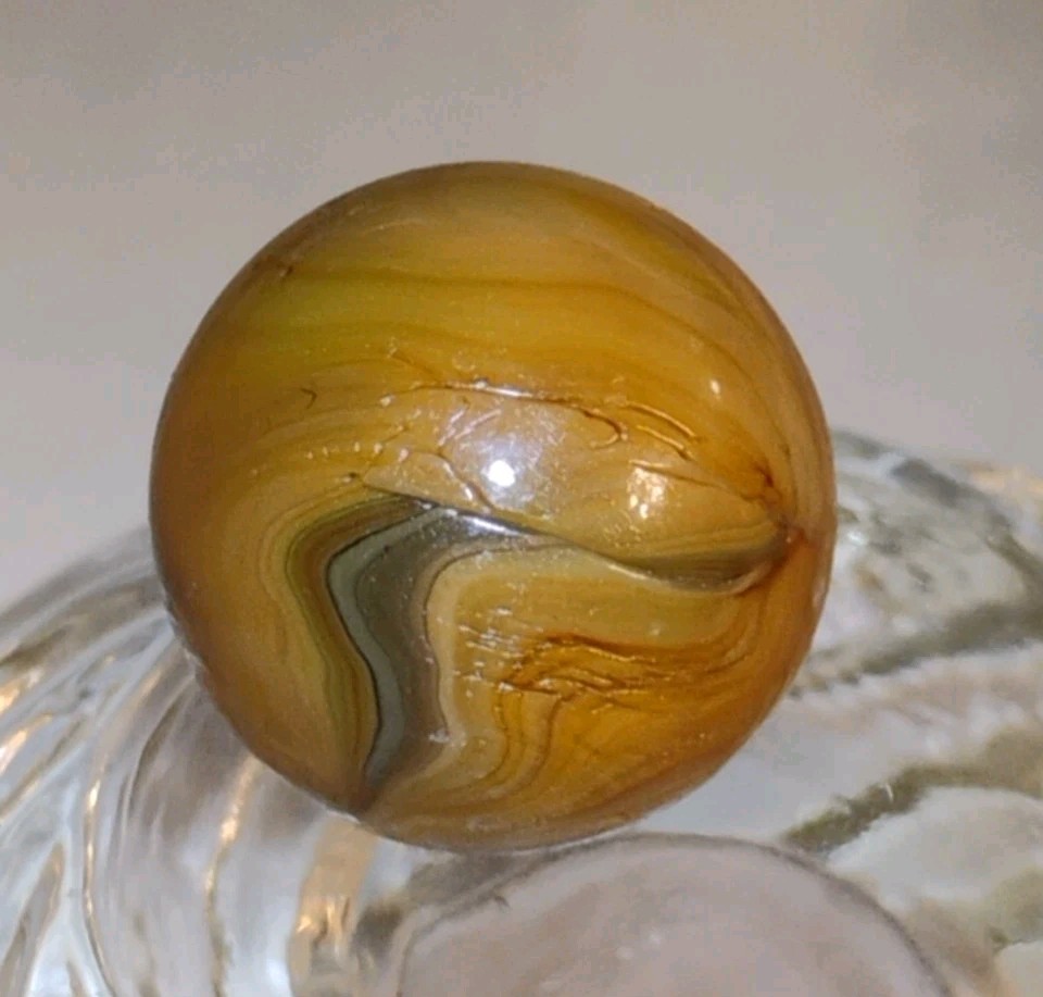 Vintage Alley M. F. Christensen Master Hand Gathered Woody Brown Swirl Marble?