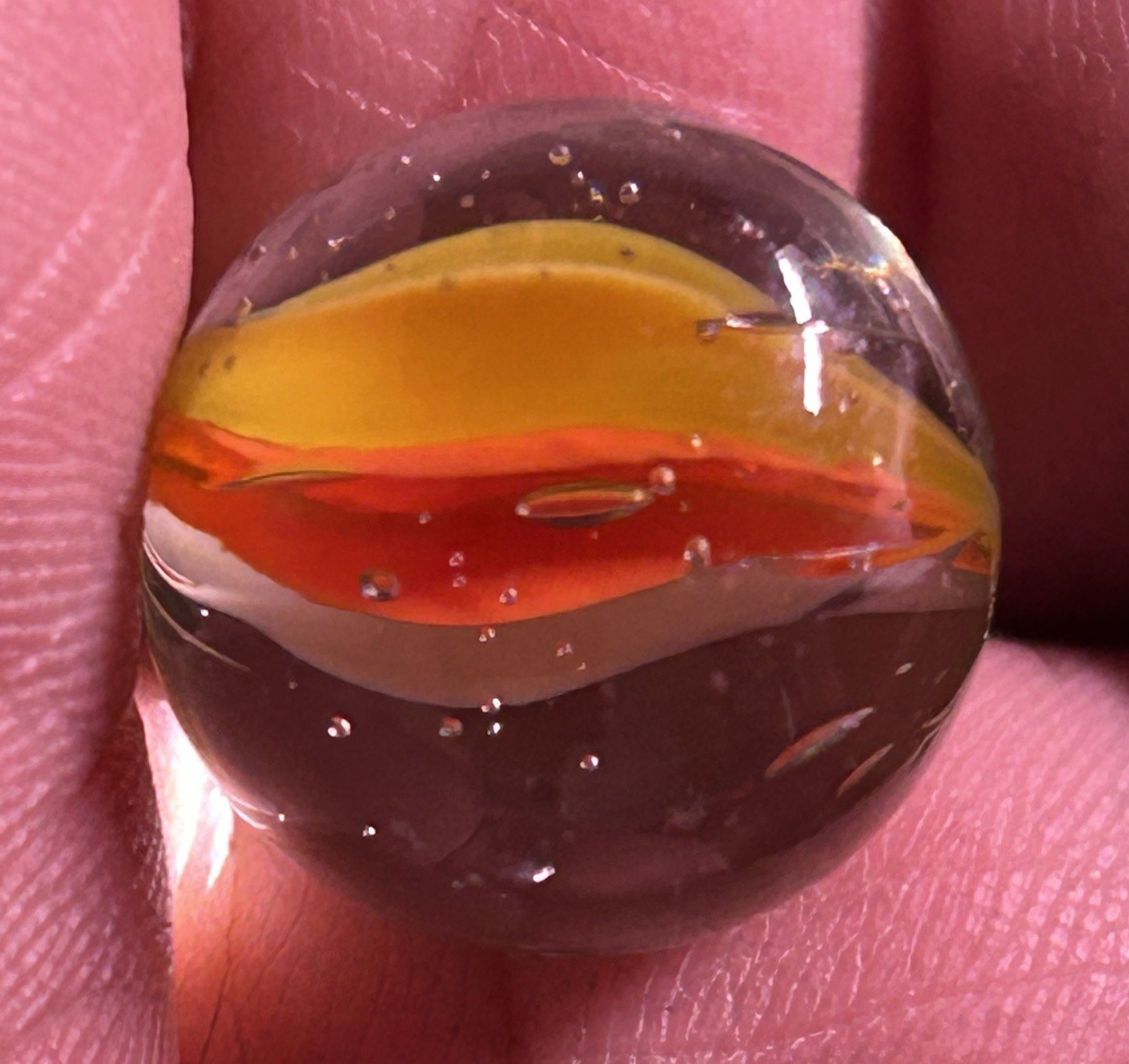 Vintage Vitro Agate 0.62″ Six Vein Cats Eye Marble Tri Color Near Mint!