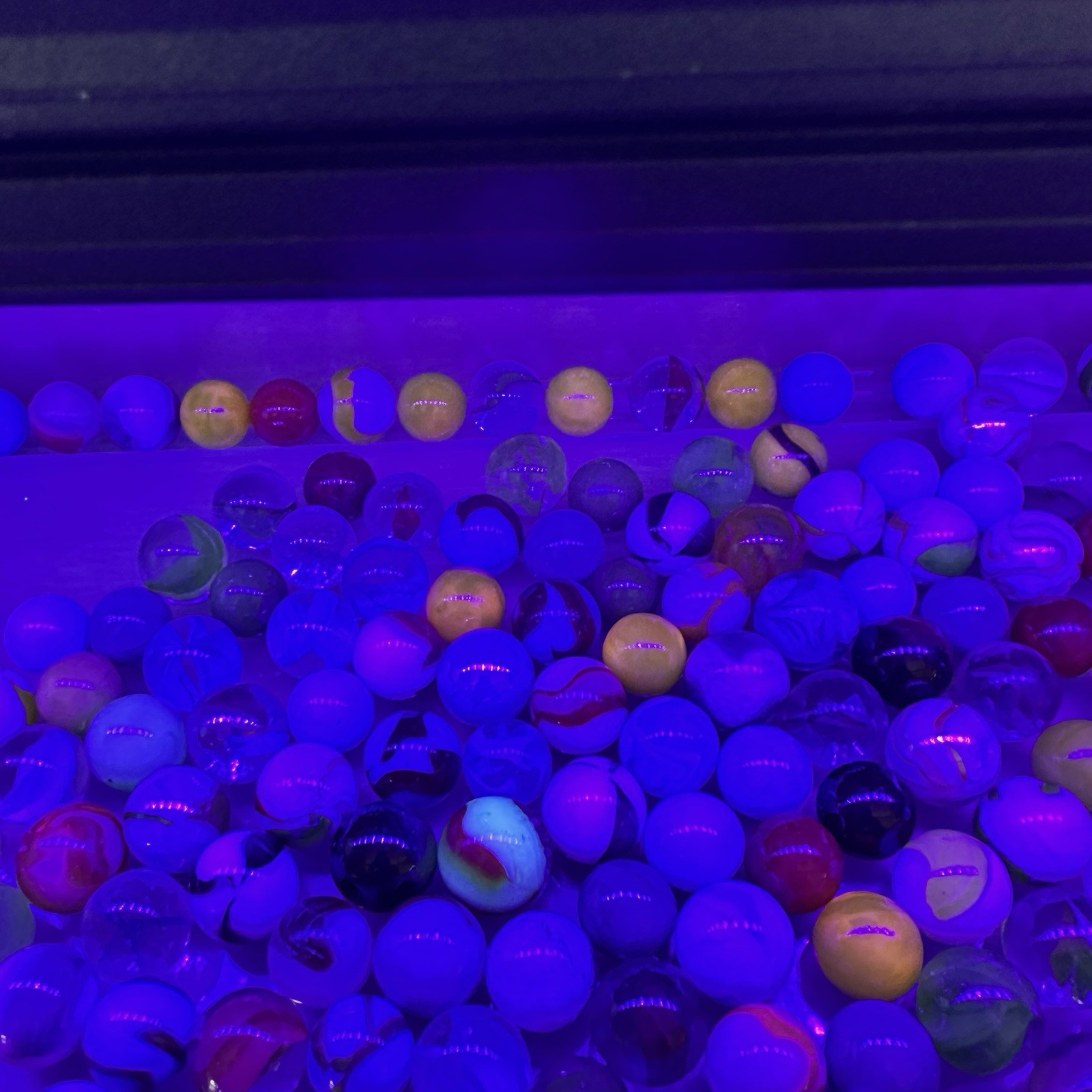 Vintage Marbles Lot Of 150 + Marble Different Sizes Stripes Glow Glass Multi