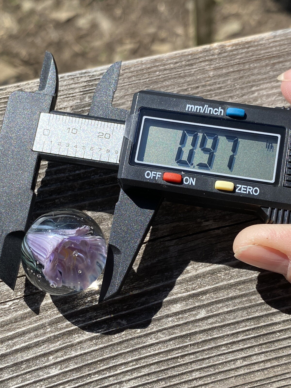 Handmade 1” Lavender Floral Glass Marble By Sarà Sally LaGrand