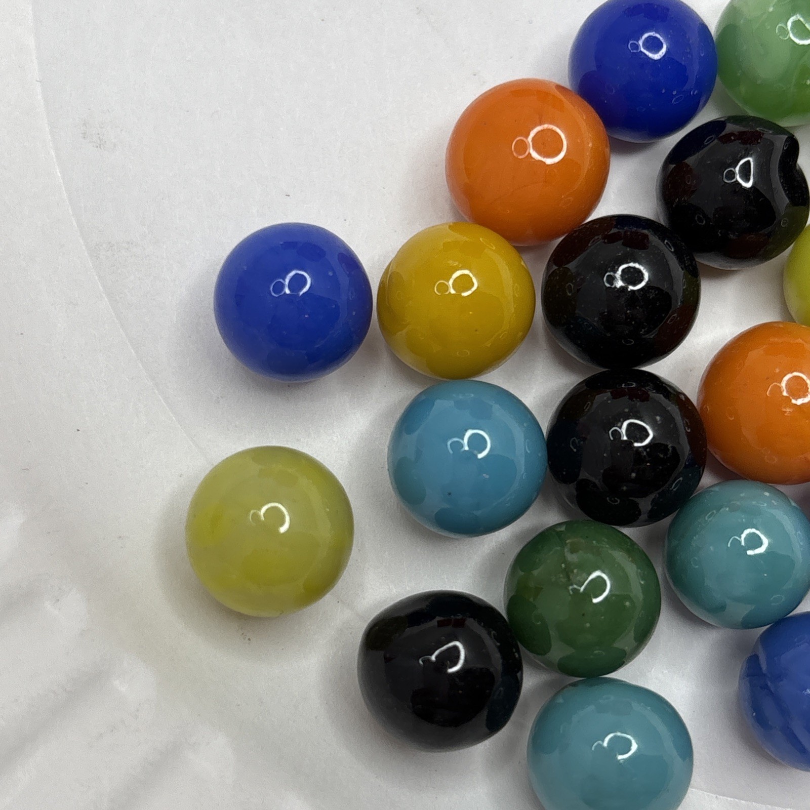 Vintage Bright Color Glass Marbles Lot of 25 Peewee Size S