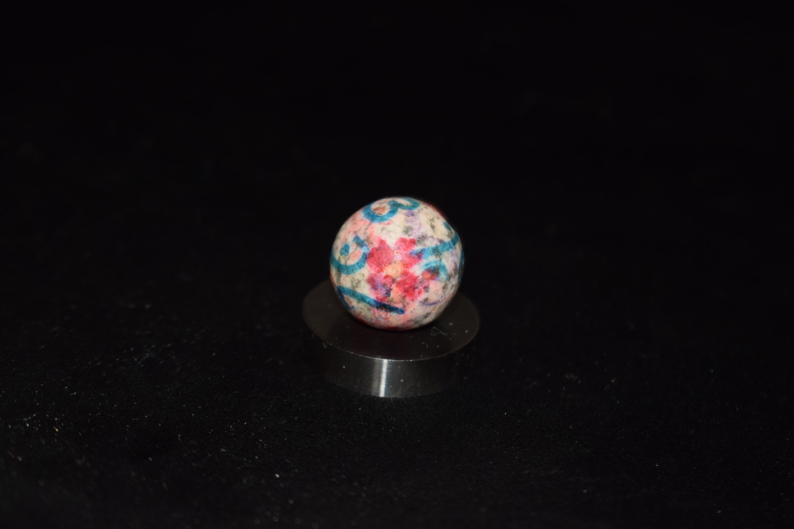 🧐👉Antique hand painted, multi-color glazed clay collector’s🌺art marble .750″