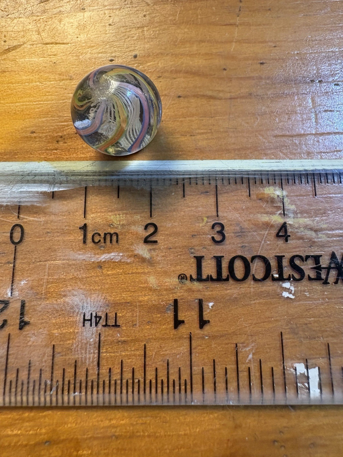 Antique German Latticinio Pee Wee Marble Ribbon Core Swirl Handmade