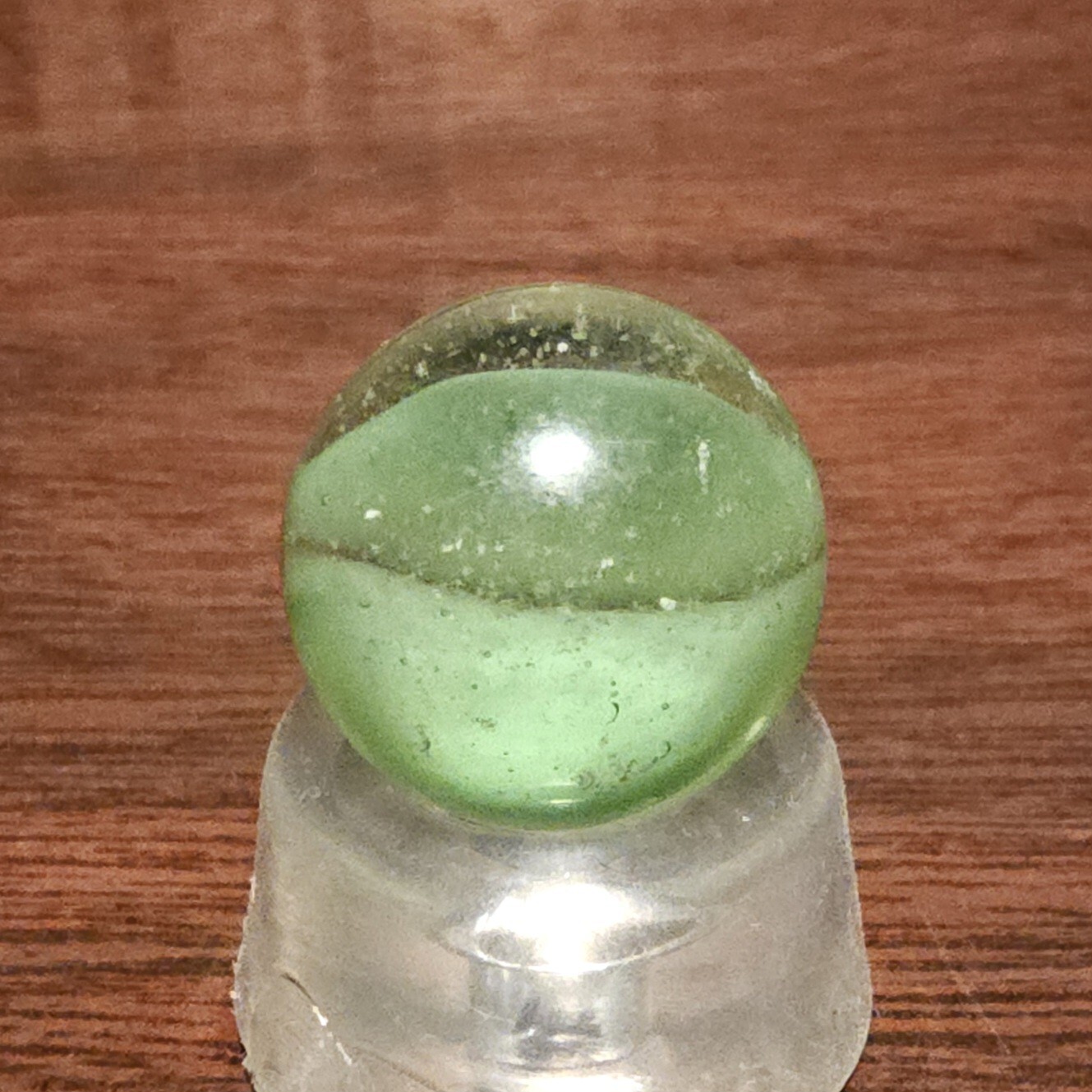 Vintage C. E. Bogard Hybrid Cats Eye Green In Clear .718″ Shooter Marble