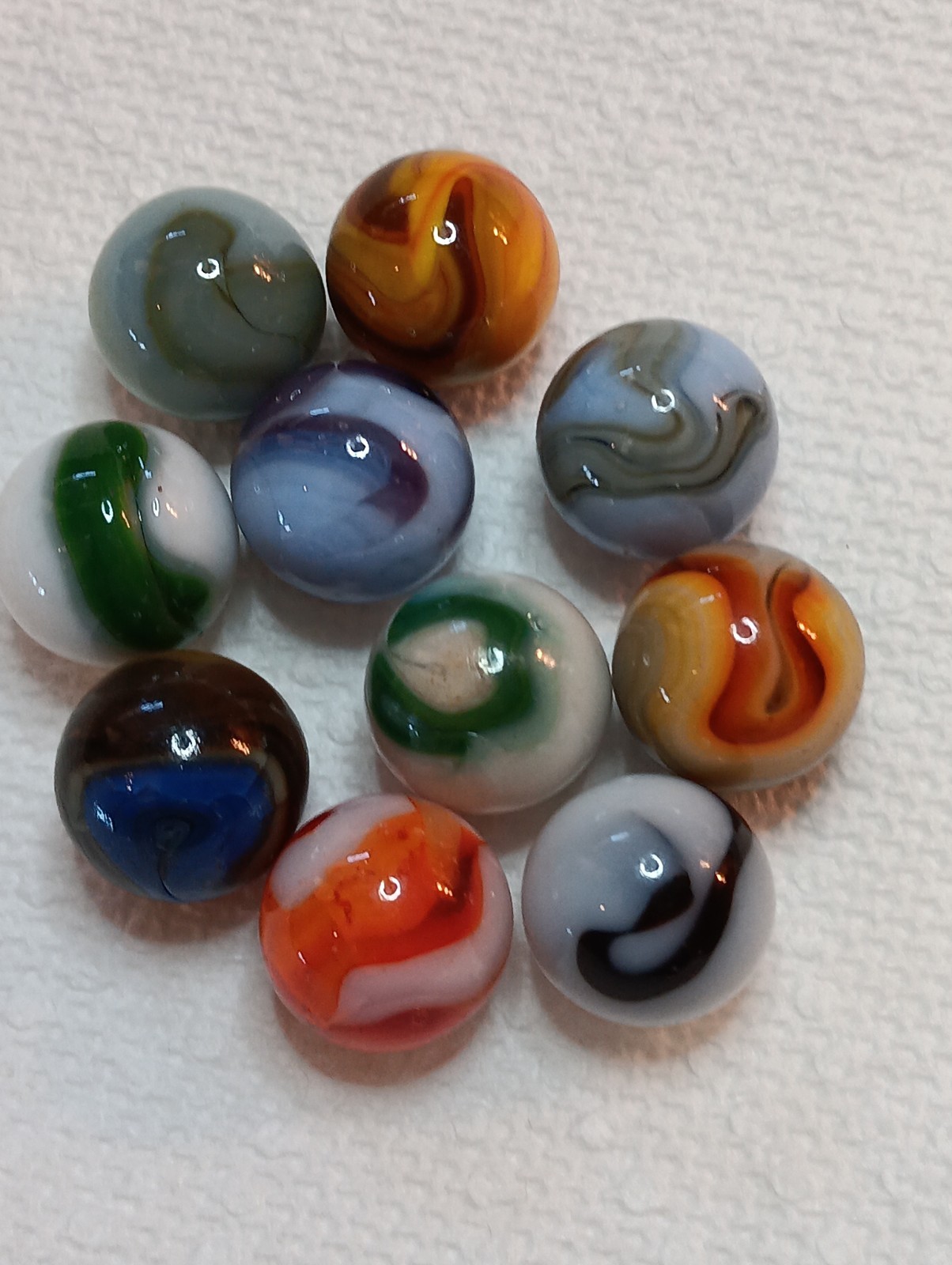 Jabo Marbles Lot Of 10 Assorted .72 To .75 Inch Very Collectable Mint Nice Size.