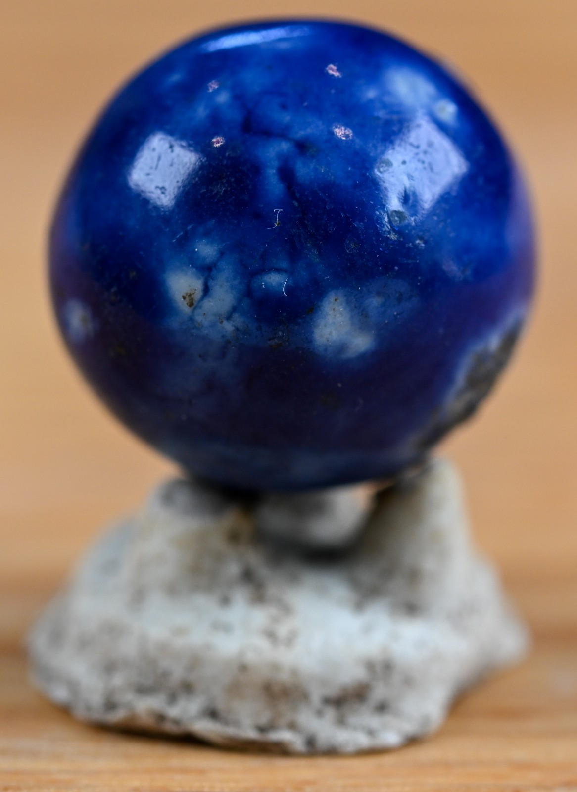 Blue Handmade Bennington Marble & Old German Firing Stand, 0.72 inch, Mint S1691