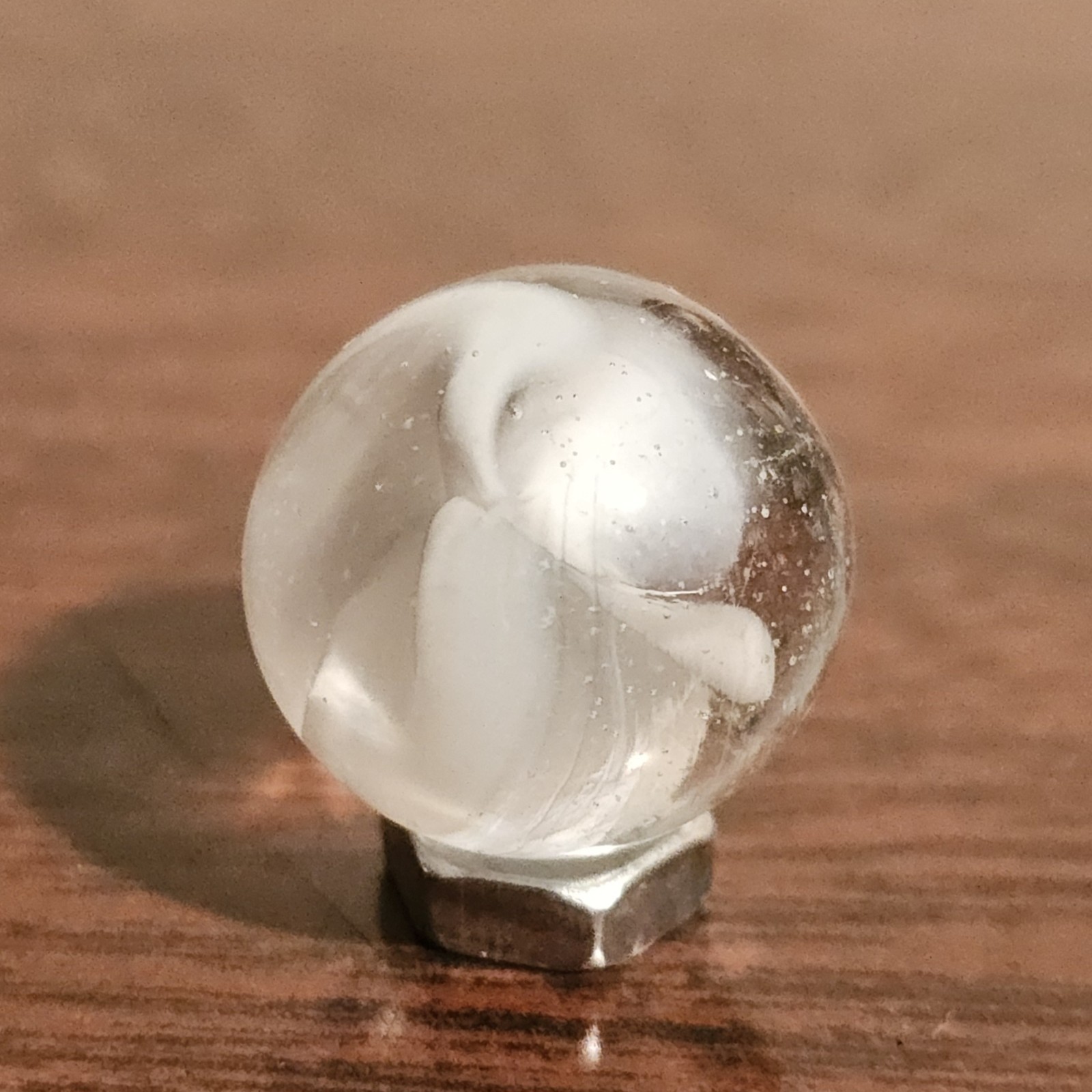 Vintage CE Bogard White 4 Lobe Floppy .625″ Glass Marble