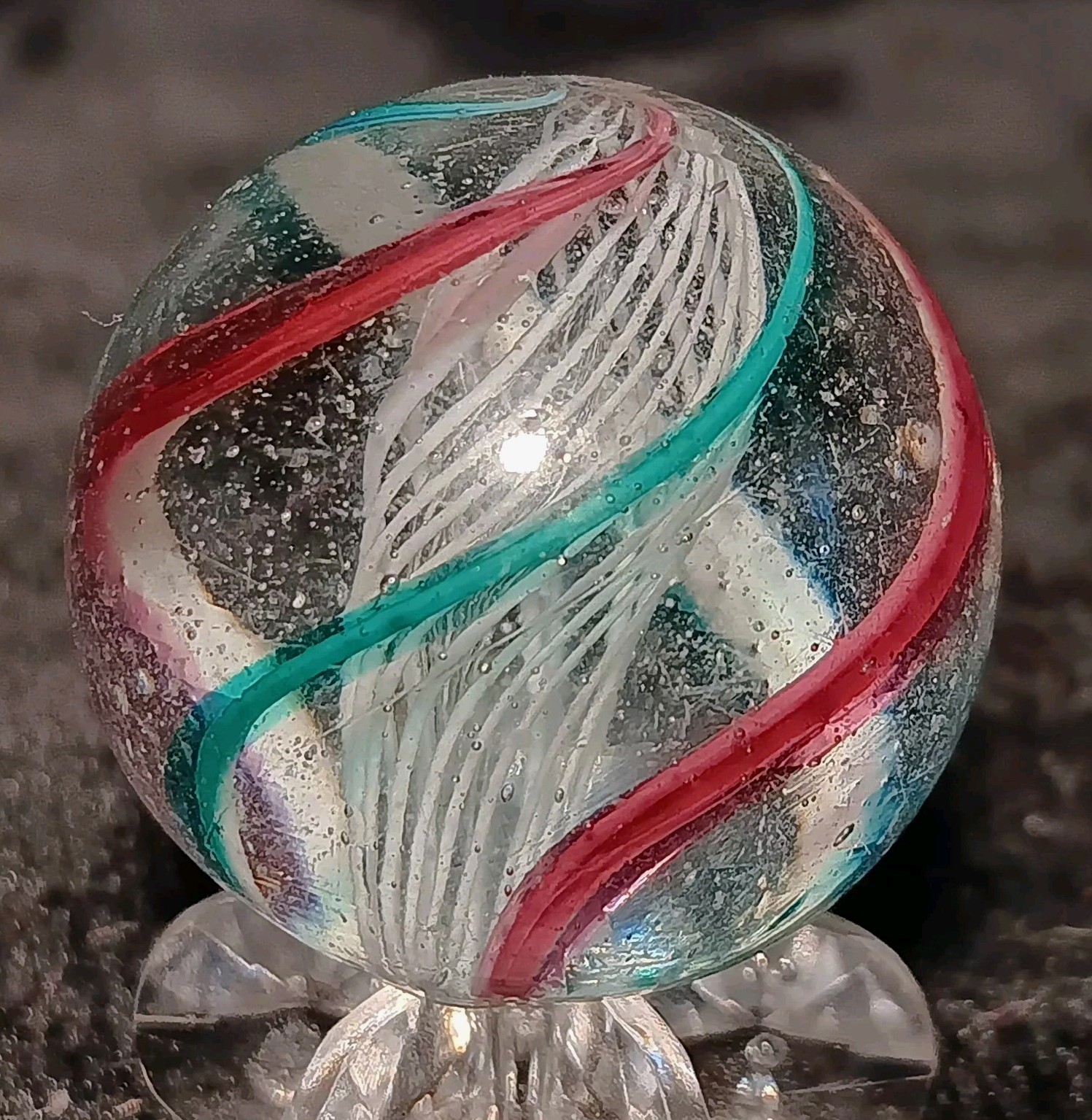 Antique German Latticinio Core Swirl Marble. 1.07″ Mint Condition.