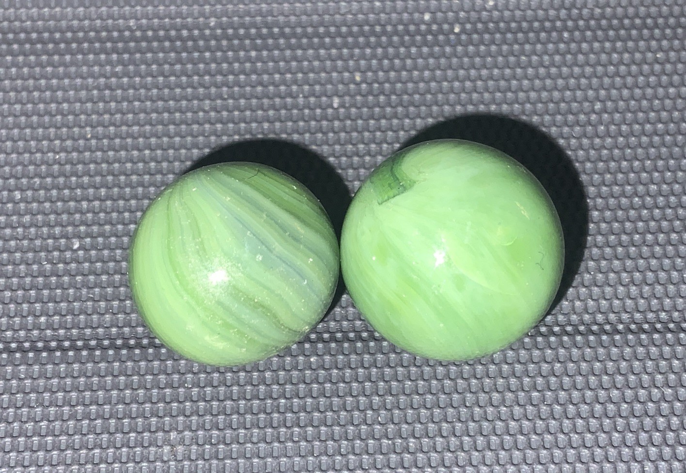 2 Vintage Green Swirl Marbles