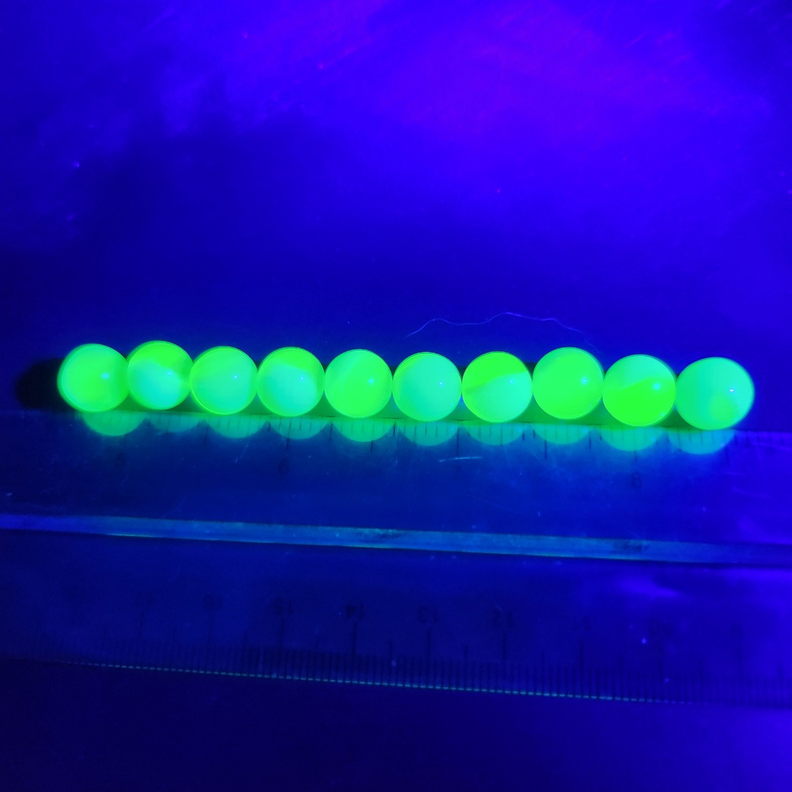 Lot Of 10 Blue Vaseline Glass Uranium Glass Marbles Uv Glow