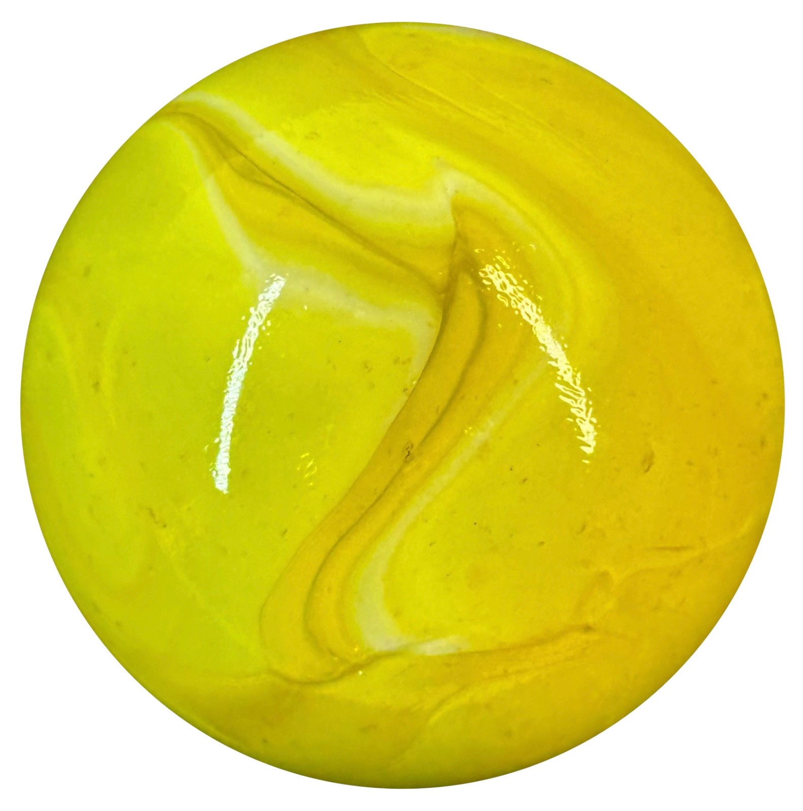 Toe Breaker 50mm (2″) LEMON SORBET Yellow Swirl Marbles glass Toebreaker HUGE