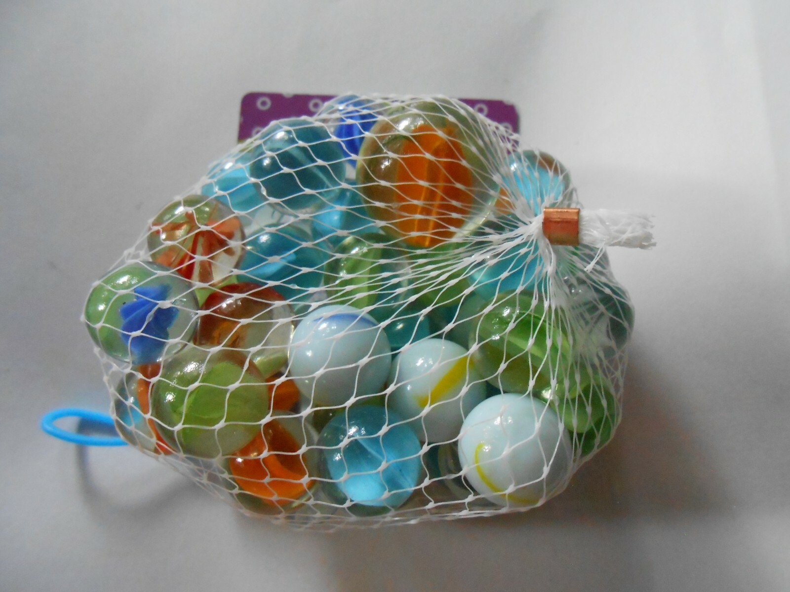 NEW Bag of glass Marbles Assorted Colors styles 50 Count plus 1 Super Shooter!