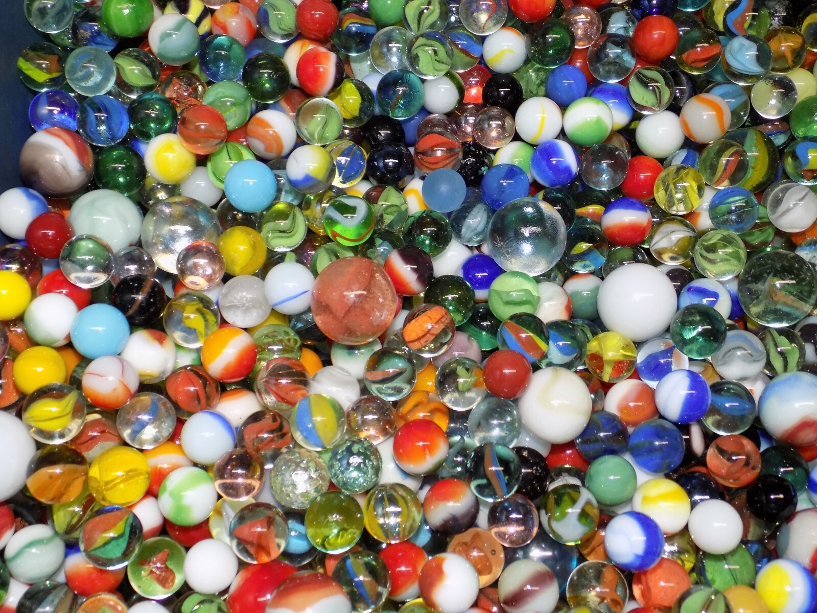Mixed Lot 55 Assorted Old Vintage To Modern Colorful Glass Marbles {WASHED}