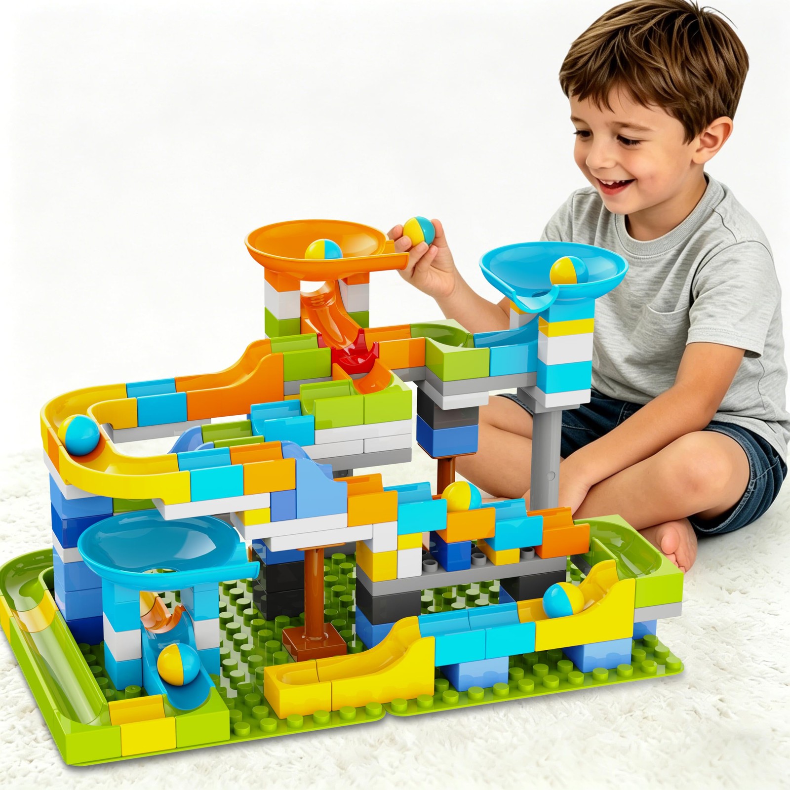 3in1 Marble Runs for Kids 3-5, 203pcs 4.7 inches x 12.4 x 12.2