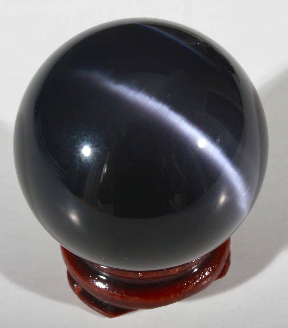 LARGE 1.5″ BLACK GREY FIBER OPTIC CONTEMPORARY MARBLE SPHERE W/STAND MINT!