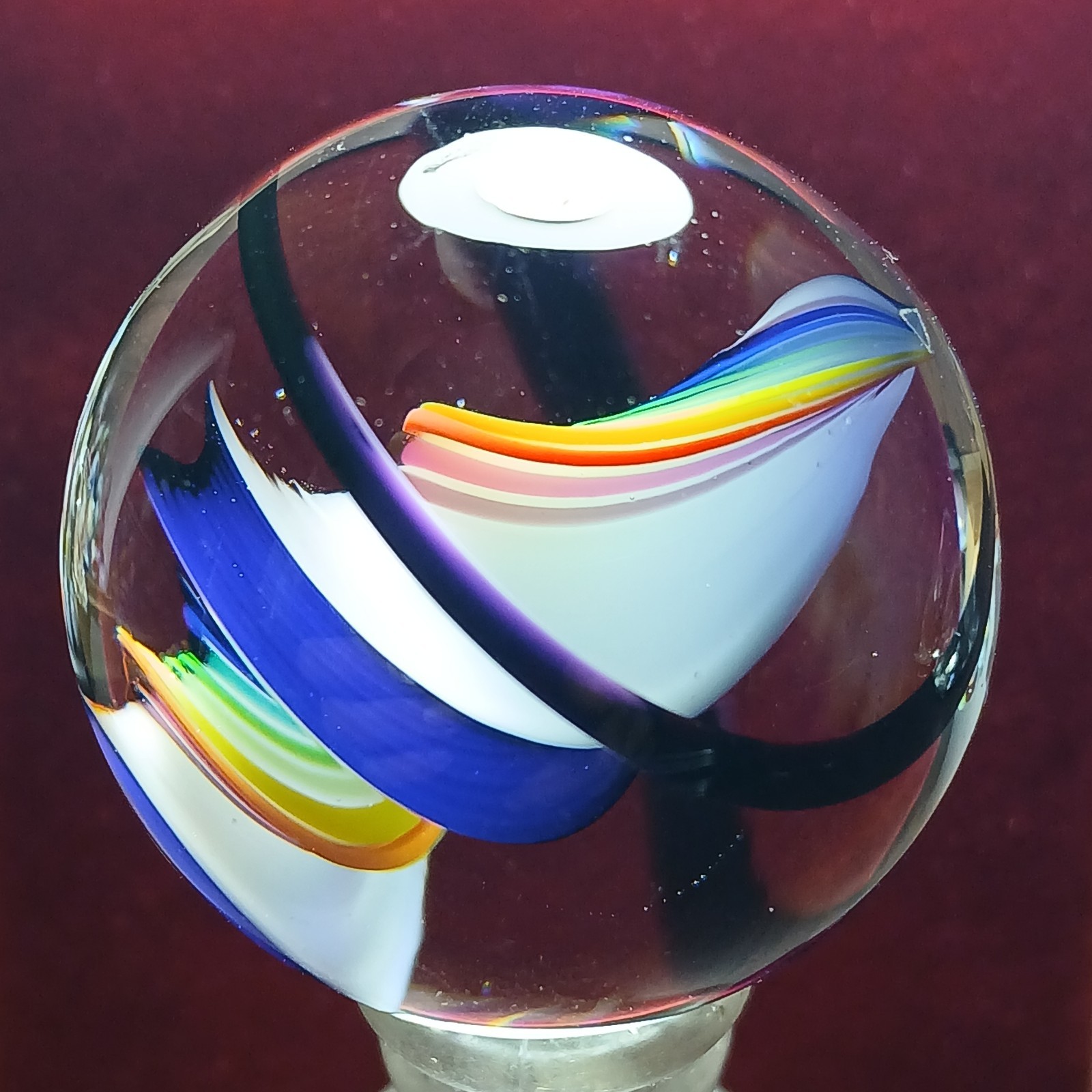 Mint *1 3/8″* Rainbow Multi Color Contemporary Swirl Marble! Fantastic. C Pics
