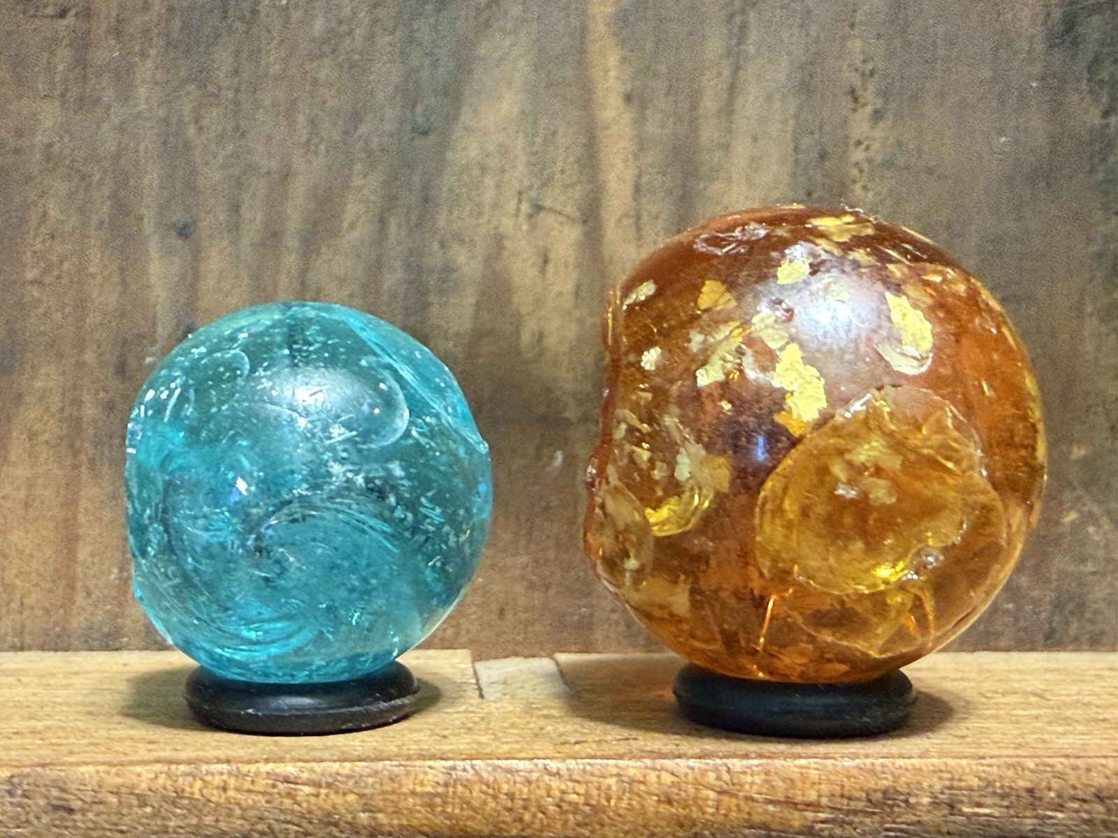 2 Antique Mica Marbles 11/16” & 25/32” Damaged | 211